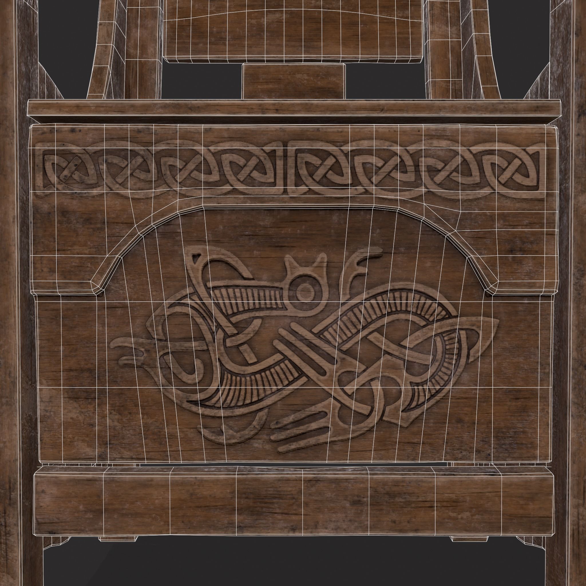 Medieval Designed Chair Low-poly 3D model_8