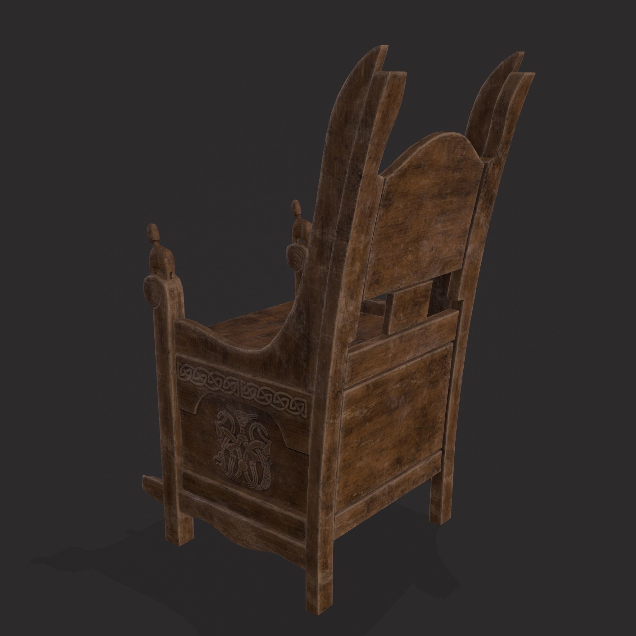 Medieval Designed Chair Low-poly 3D model_3