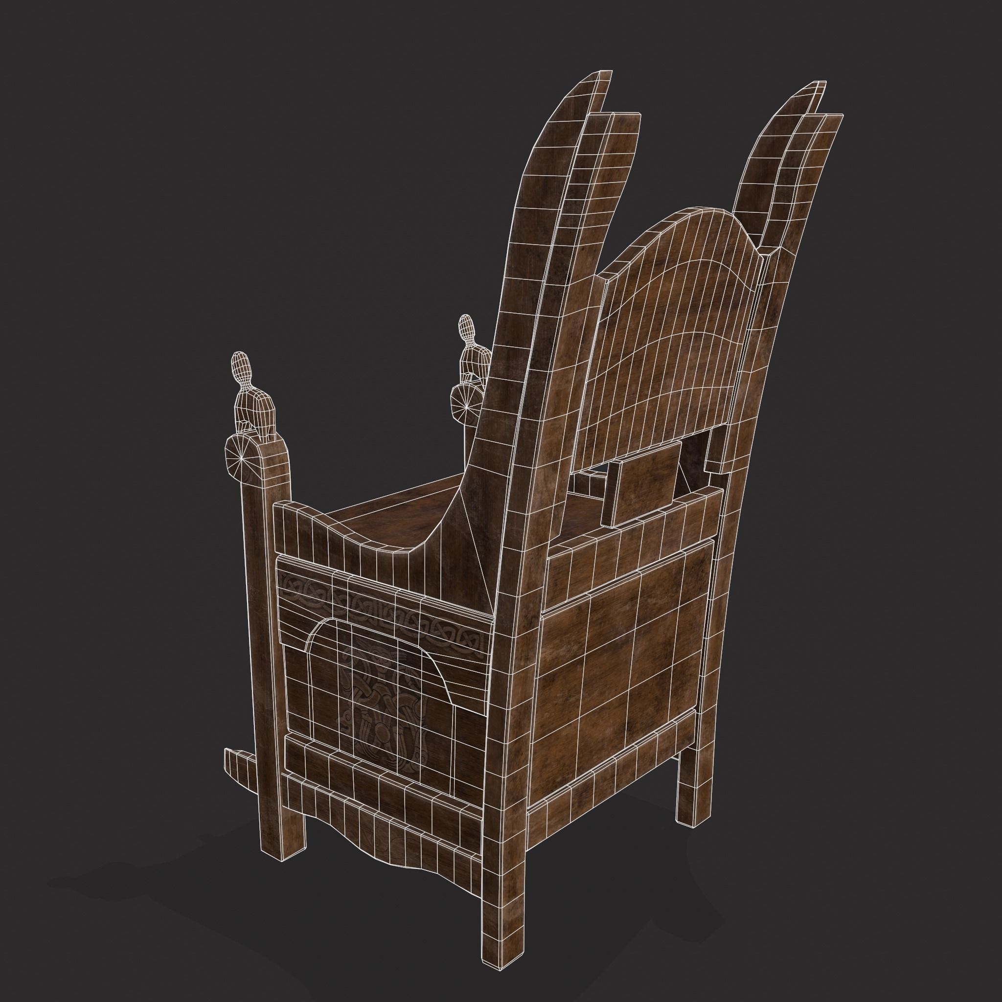 Medieval Designed Chair Low-poly 3D model_4