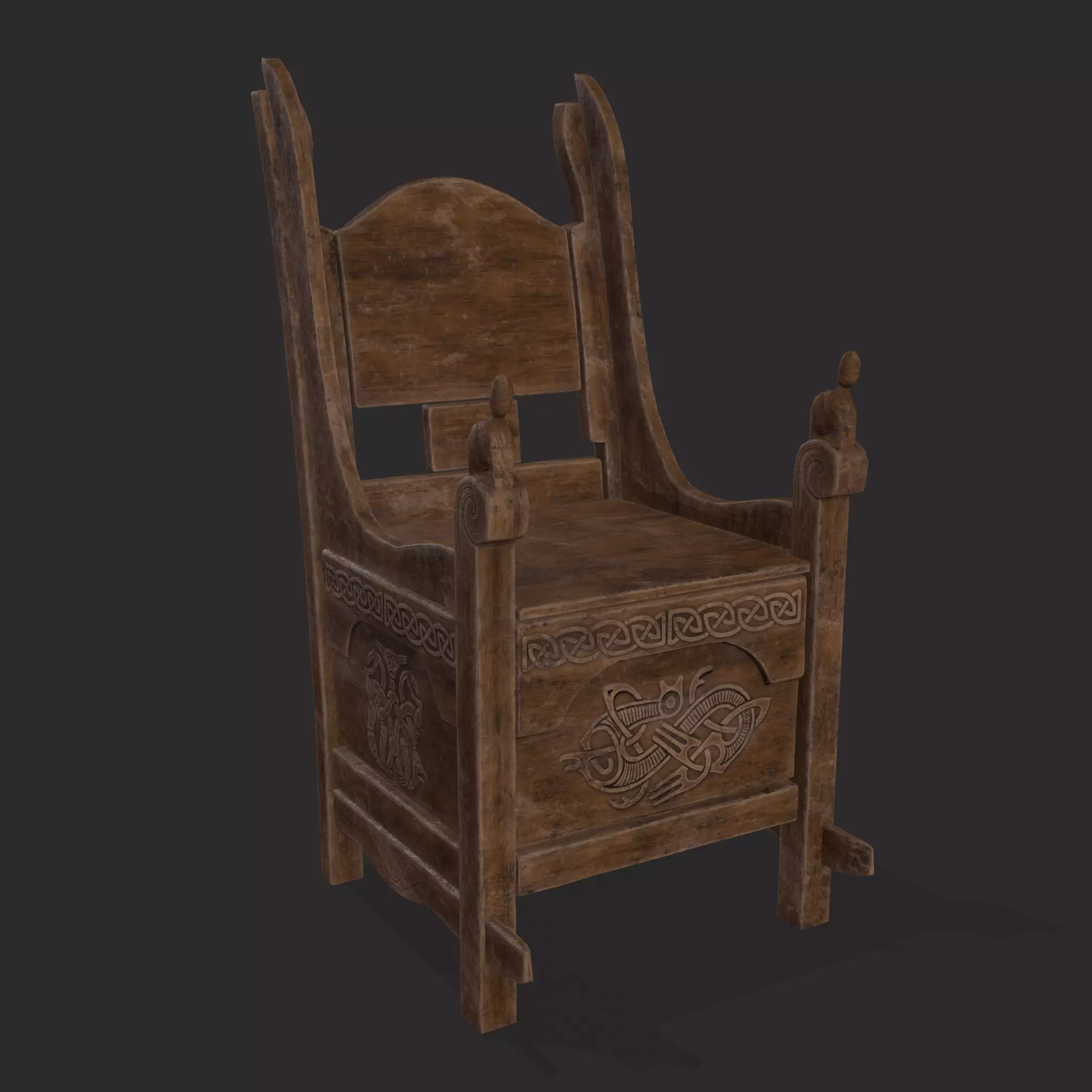 Medieval Designed Chair Low-poly 3D model_0