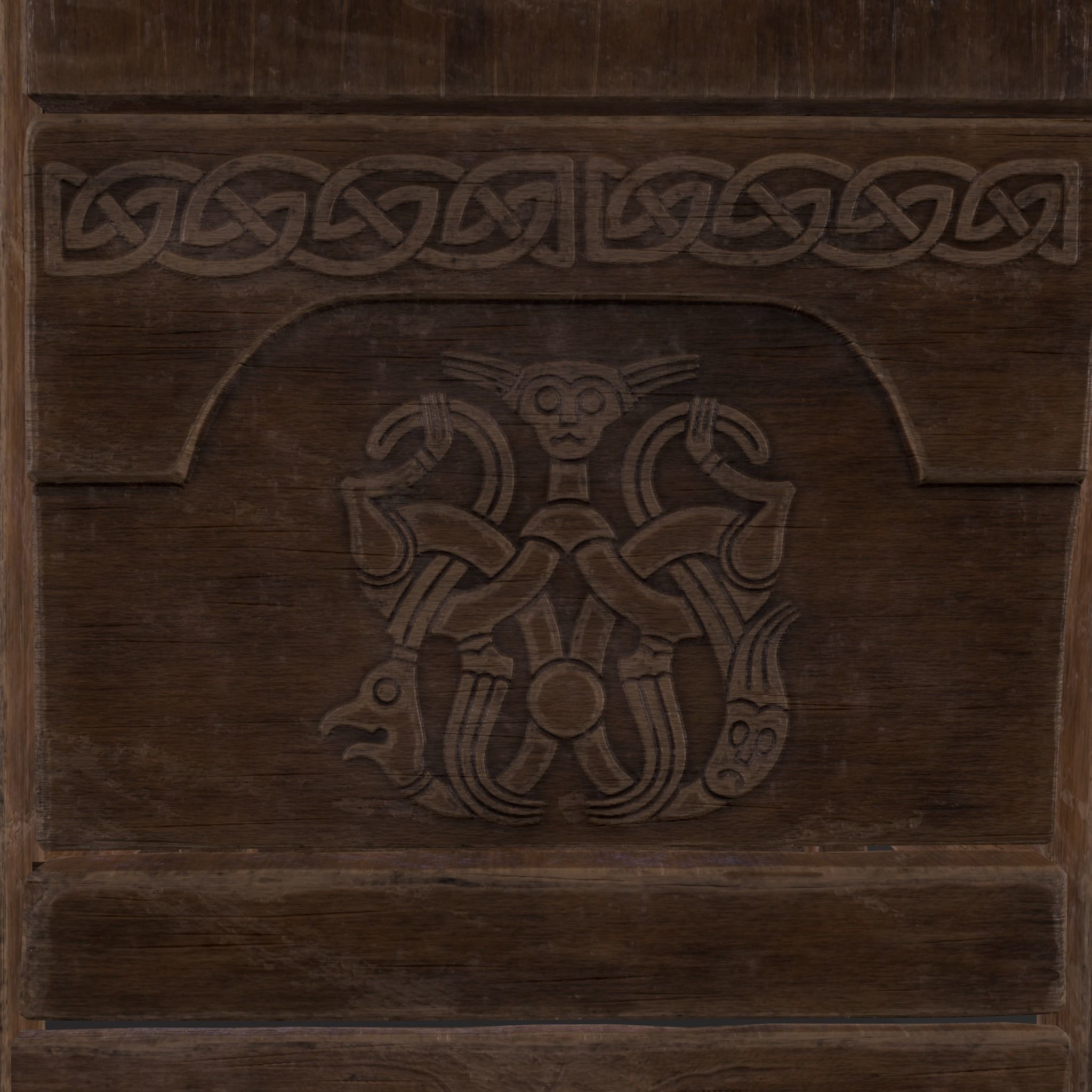 Medieval Designed Chair Low-poly 3D model_9