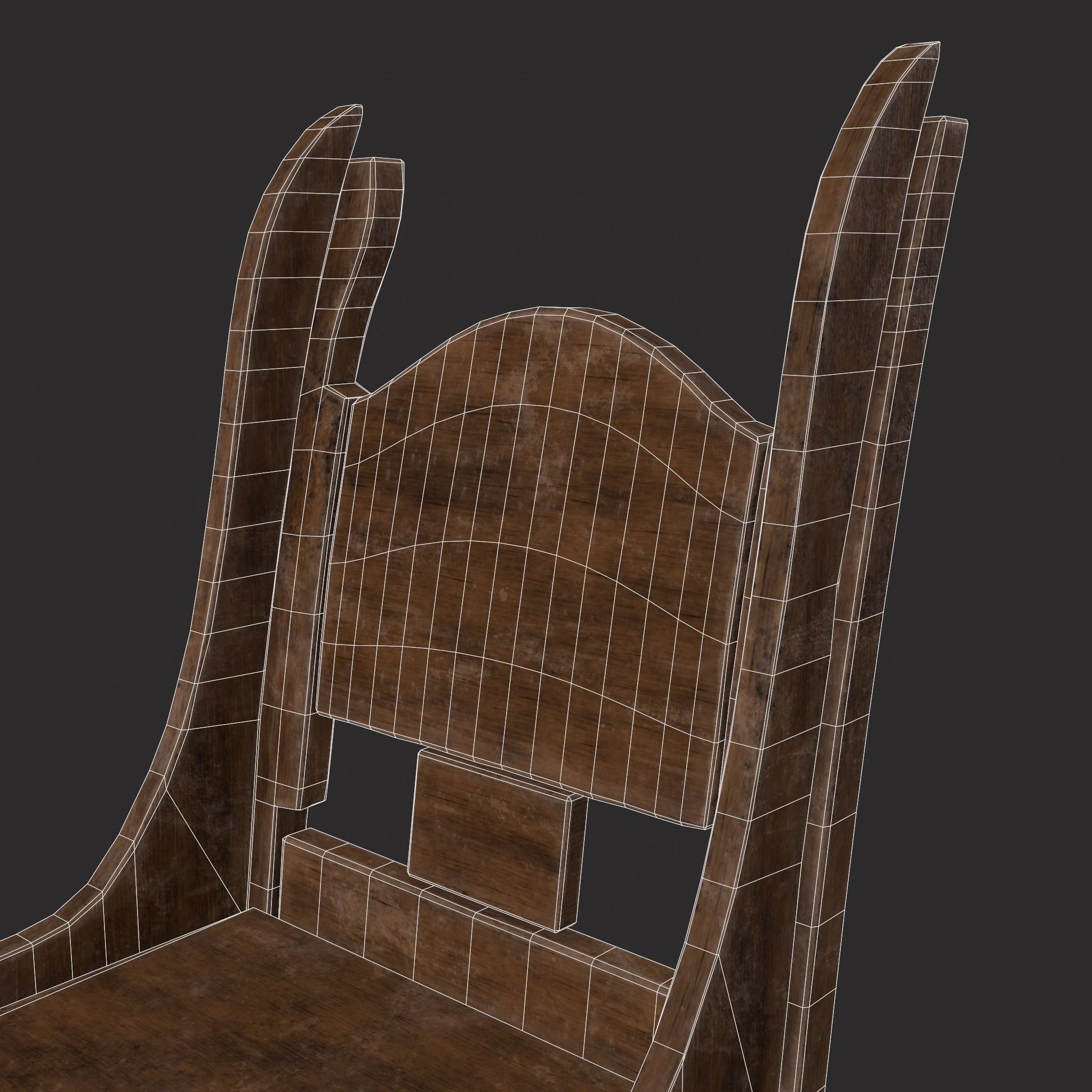 Medieval Designed Chair Low-poly 3D model_18