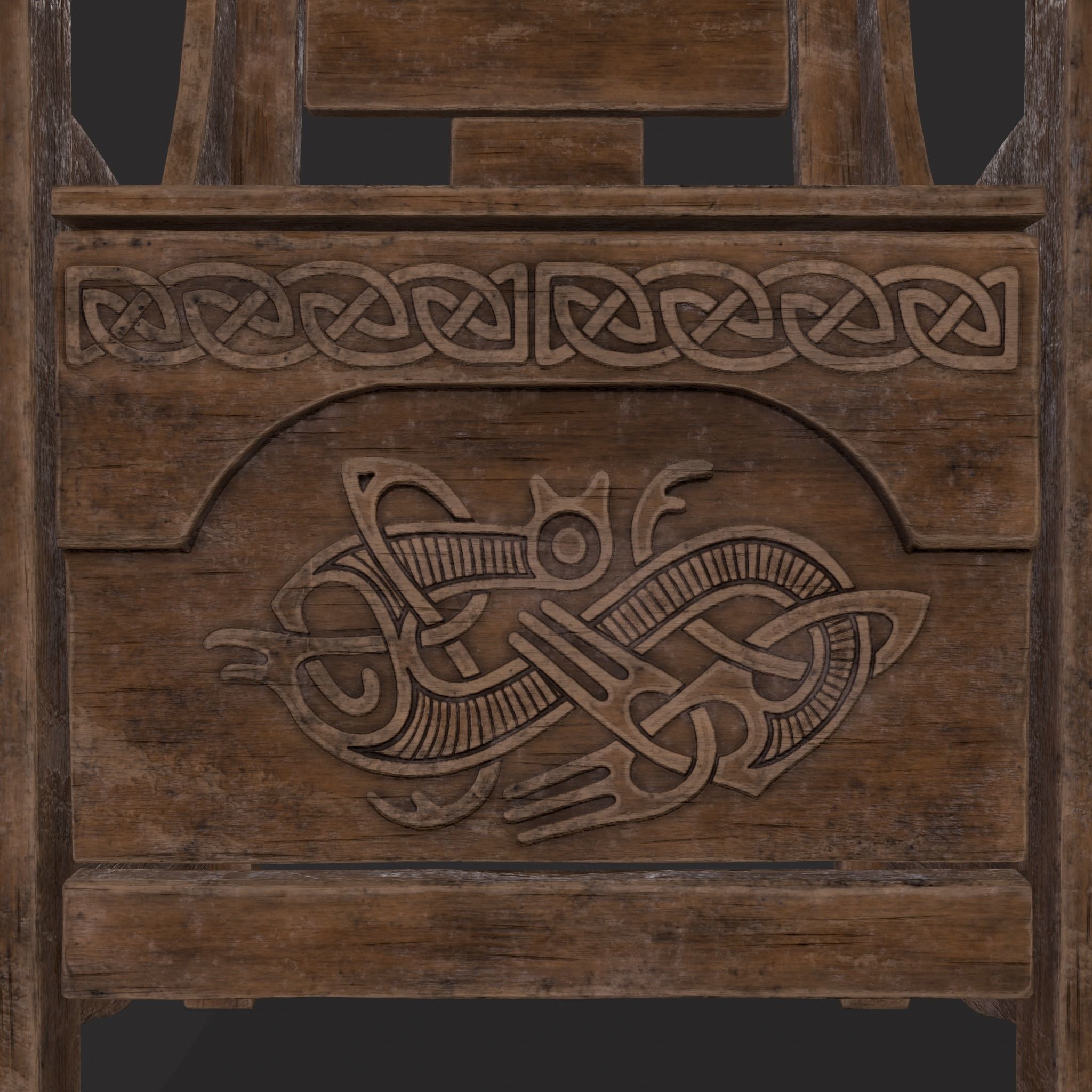 Medieval Designed Chair Low-poly 3D model_7