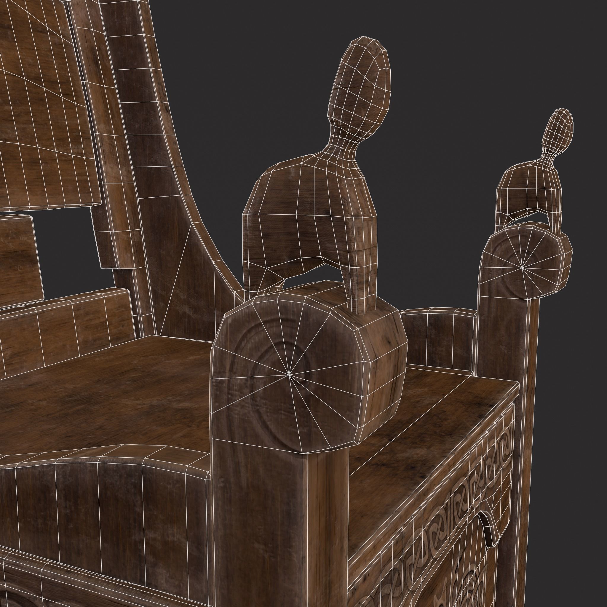Medieval Designed Chair Low-poly 3D model_16