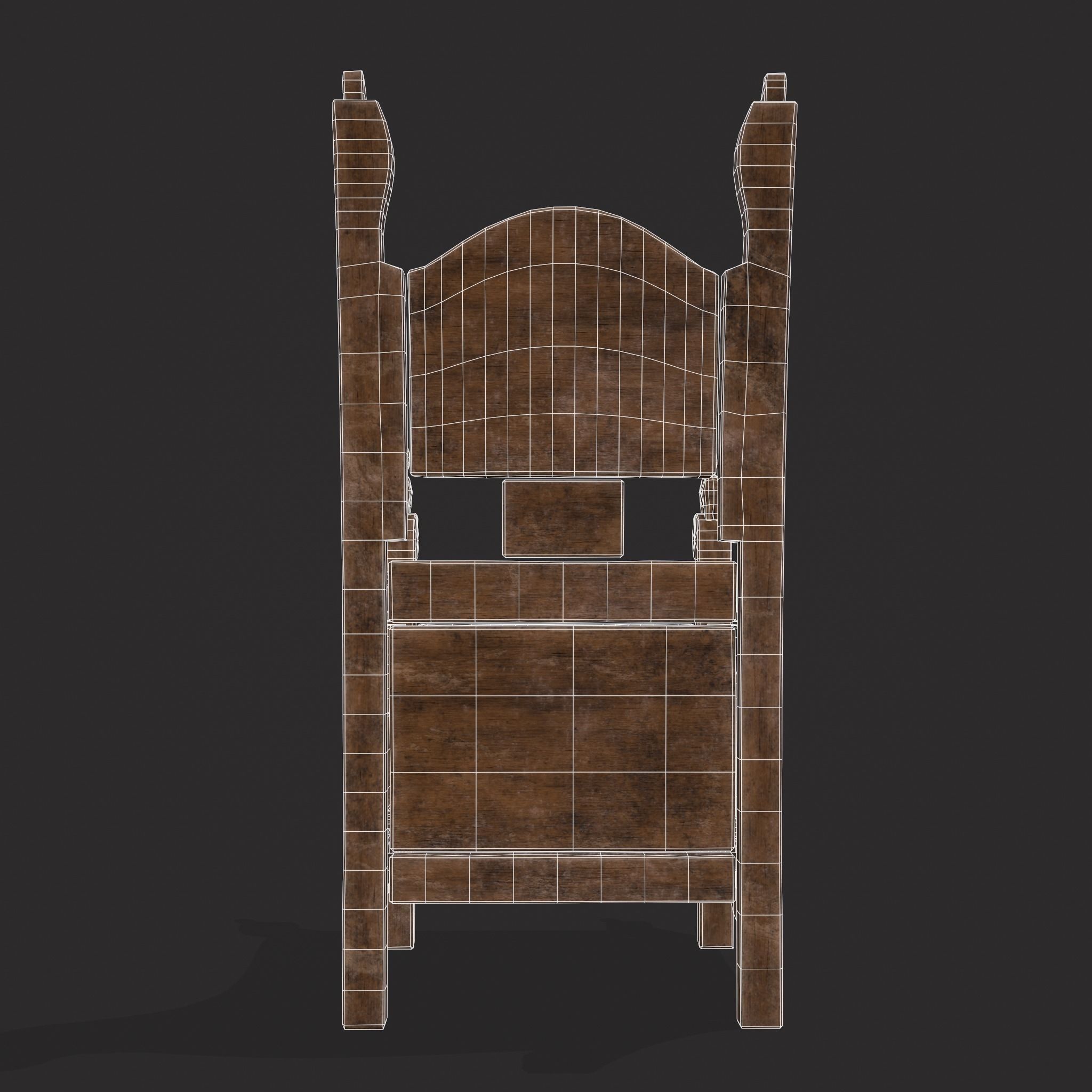 Medieval Designed Chair Low-poly 3D model_12