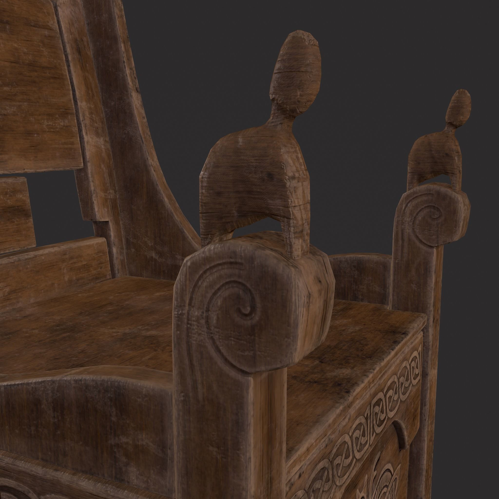 Medieval Designed Chair Low-poly 3D model_15