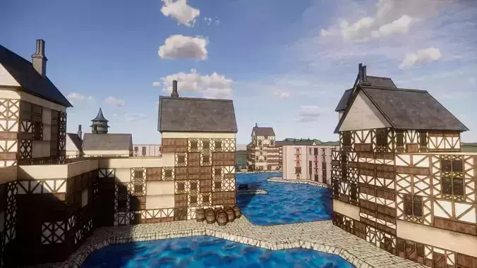 Fantasy Medieval Village 3D model