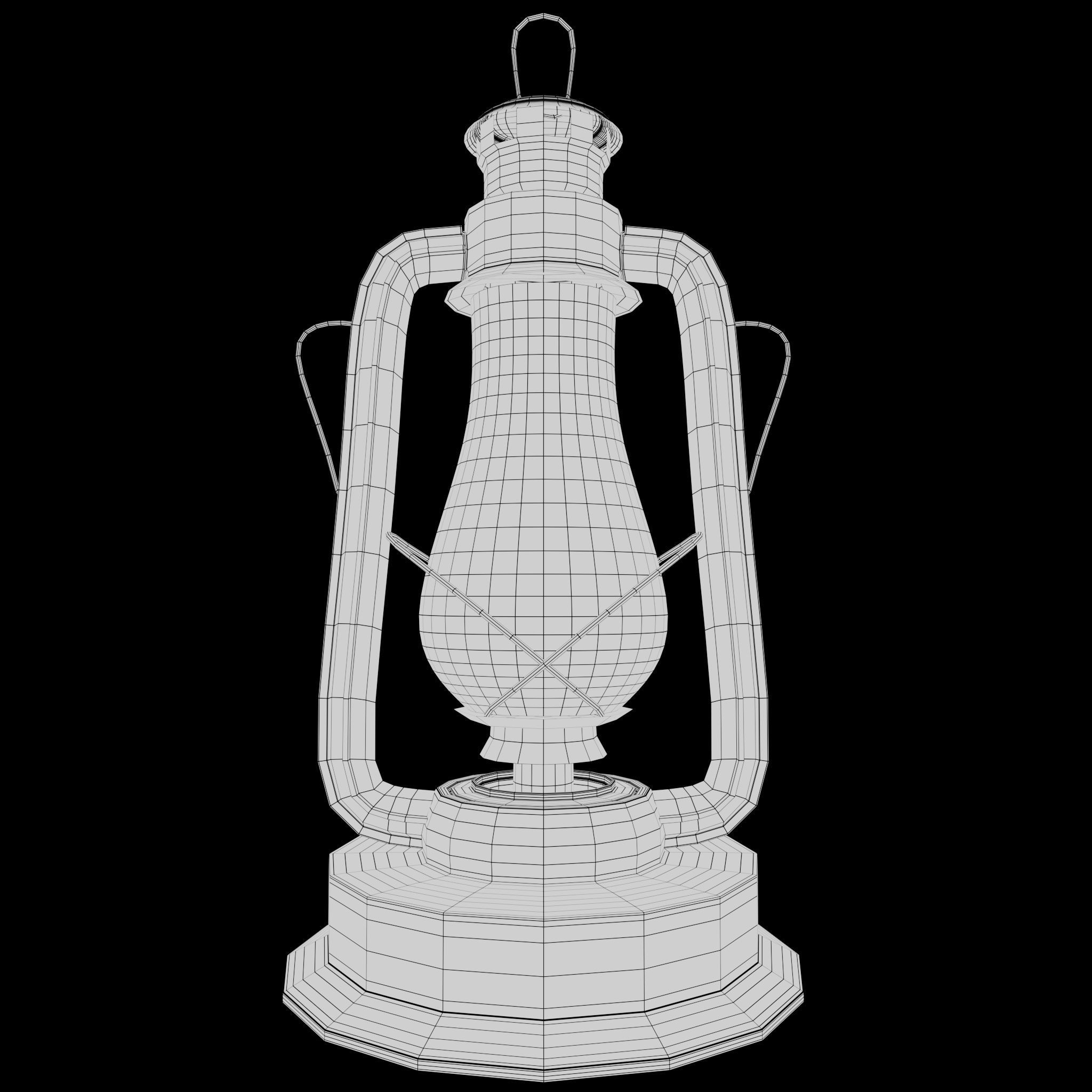 Old Oil Lamp Low-poly 3D model_2