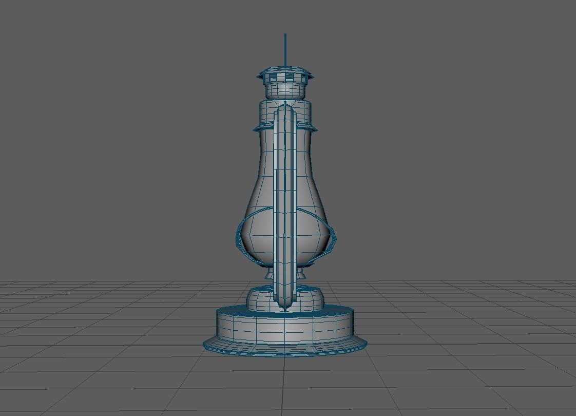 Old Oil Lamp Low-poly 3D model_4