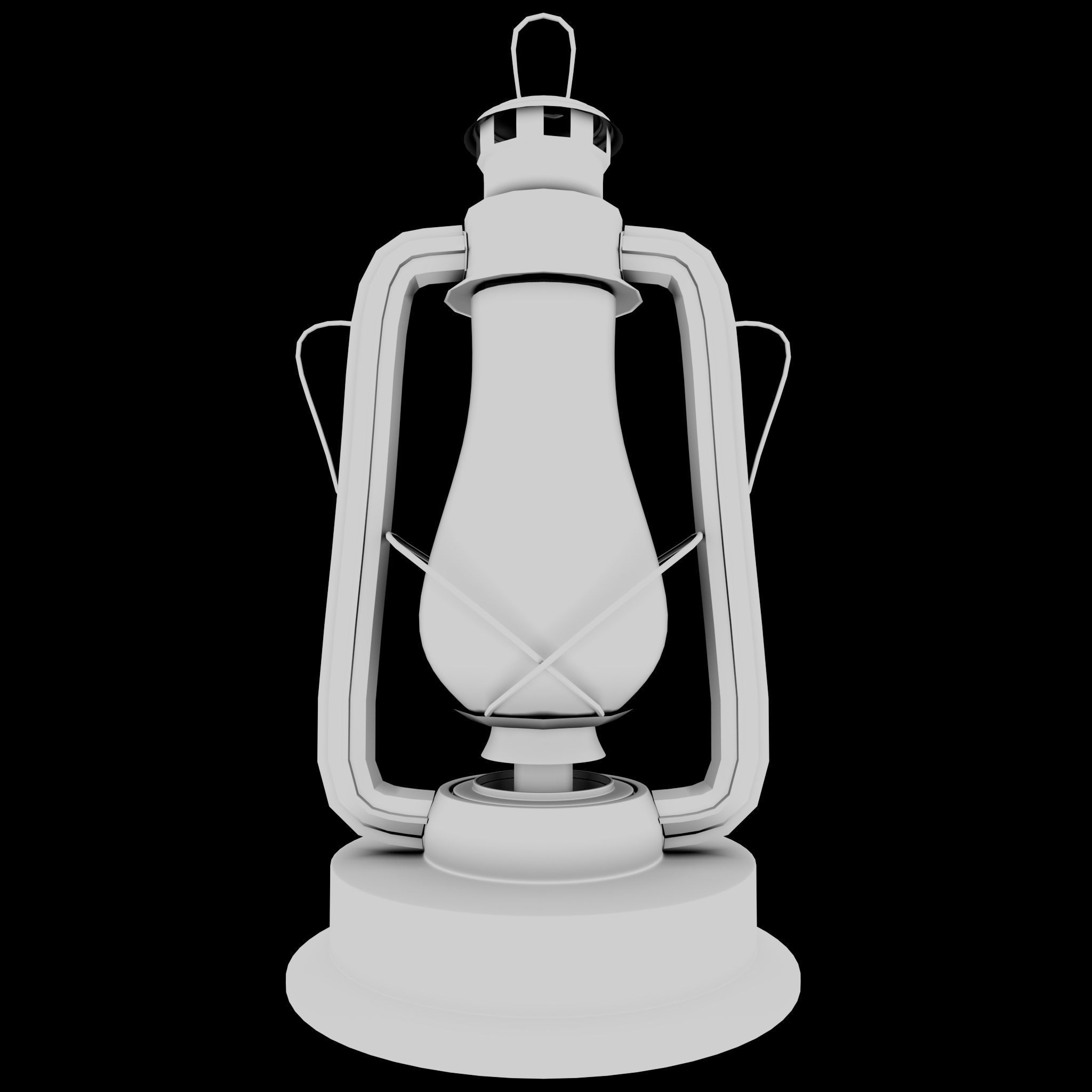 Old Oil Lamp Low-poly 3D model_1