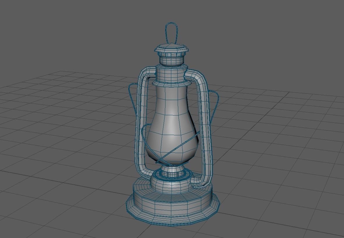 Old Oil Lamp Low-poly 3D model_3