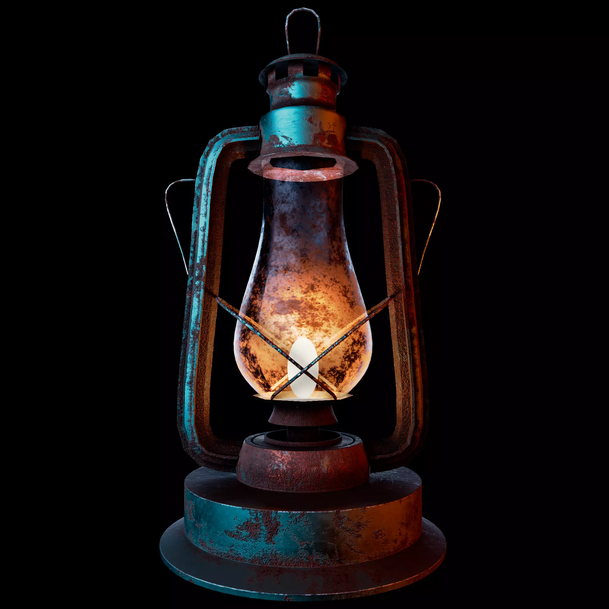 Old Oil Lamp Low-poly 3D model_0