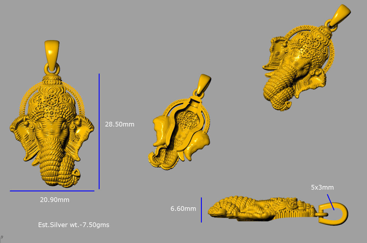 Ganesh Pendant  3D print model_1