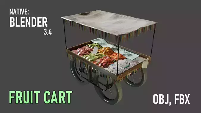 Fruit Cart Low-poly 3D model