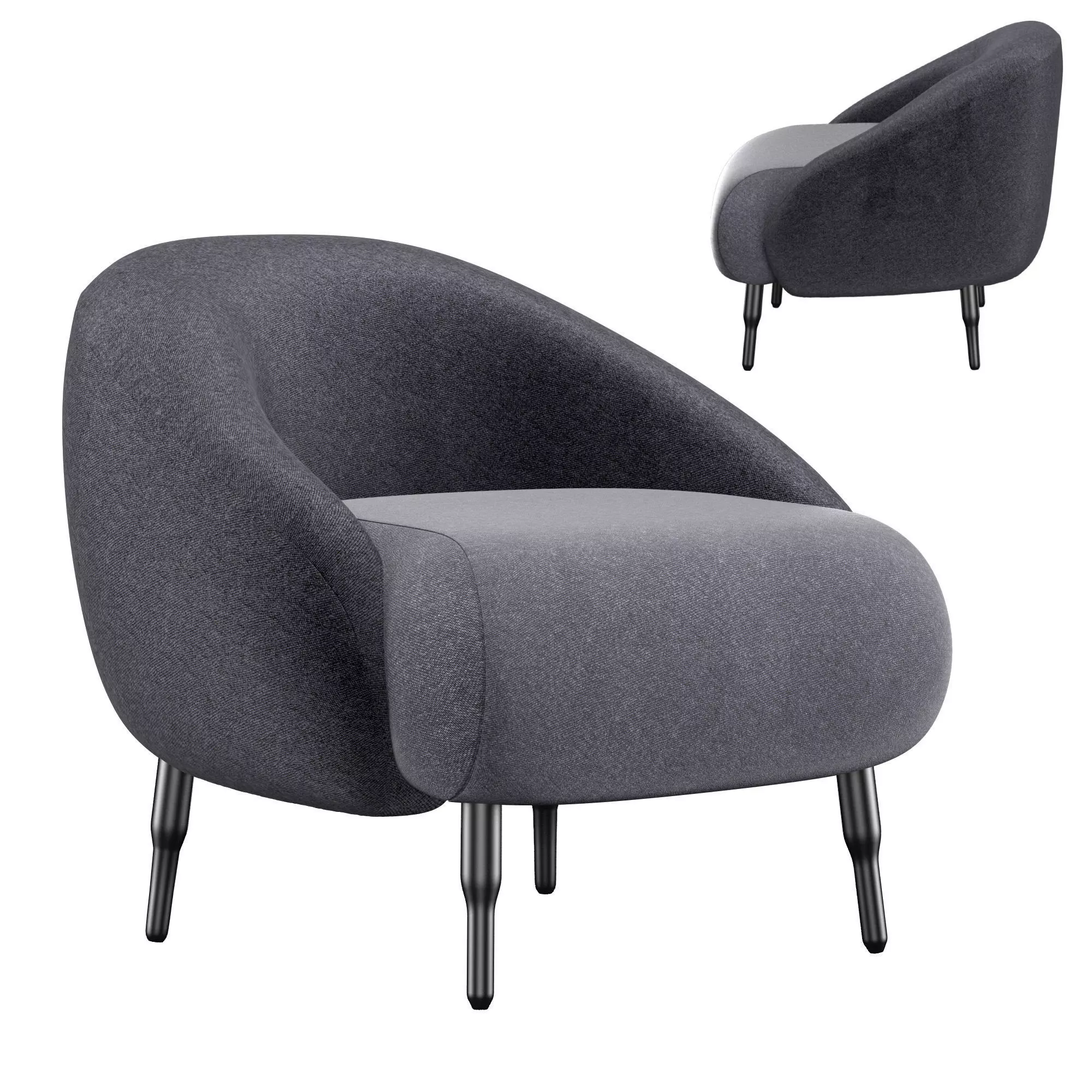 BUMP BLACK ARMCHAIR 3D model