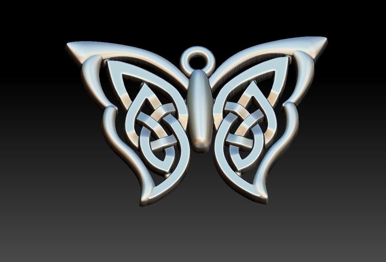Celtic Butterfly Pendant 3D print model_13