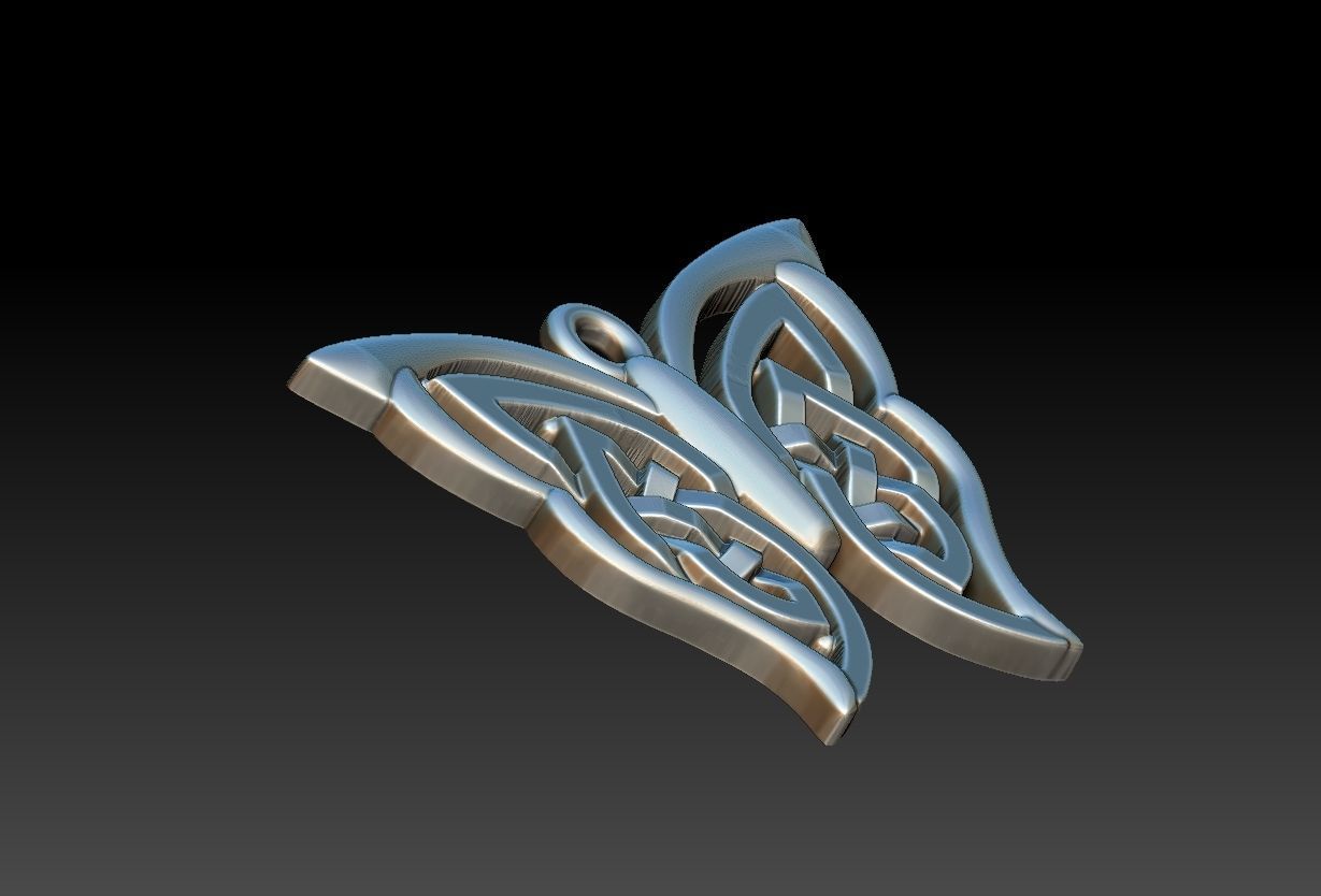 Celtic Butterfly Pendant 3D print model_12