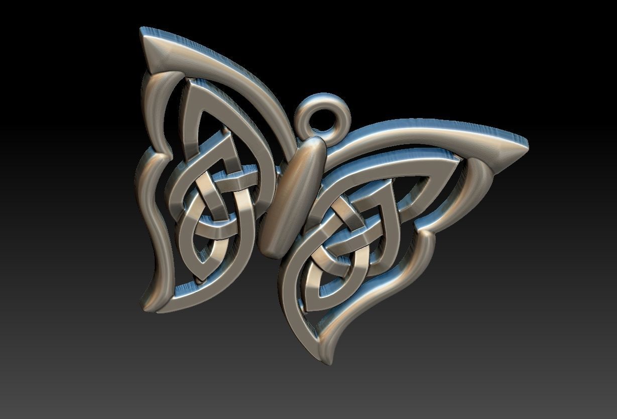 Celtic Butterfly Pendant 3D print model_9
