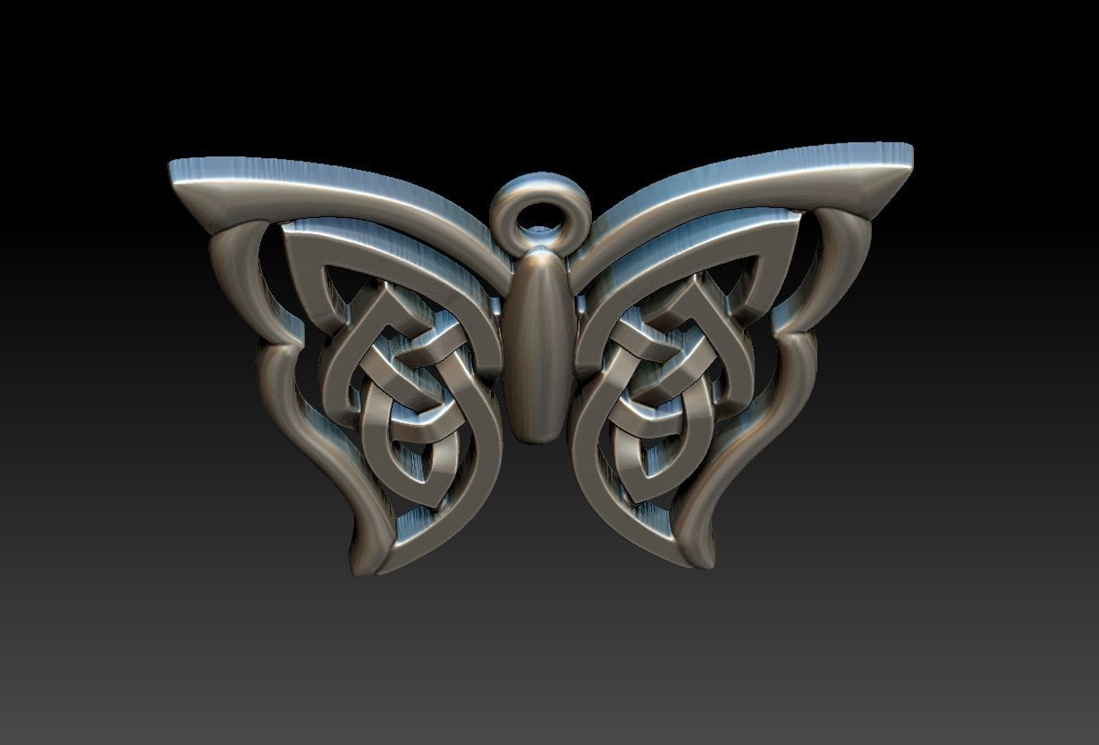 Celtic Butterfly Pendant 3D print model_10