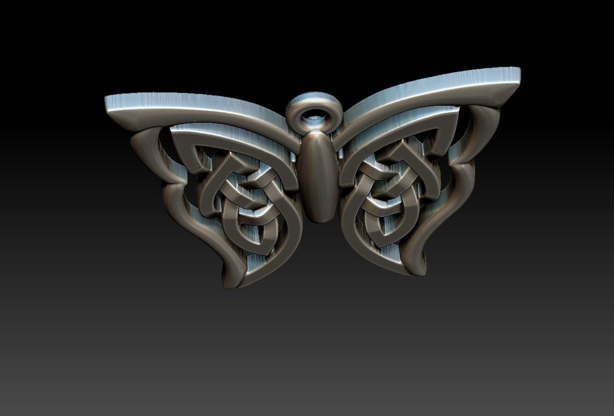 Celtic Butterfly Pendant 3D print model_14