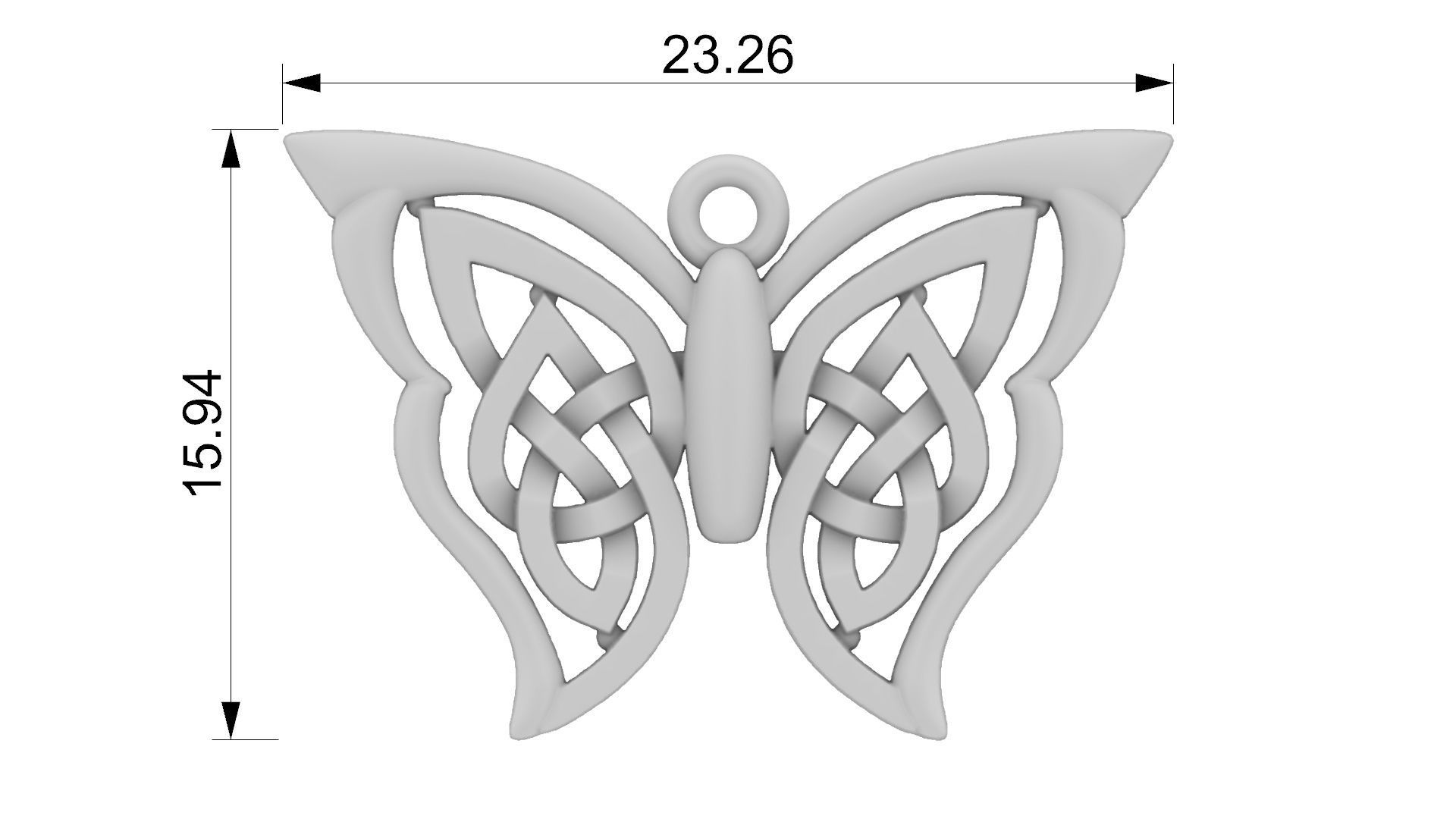 Celtic Butterfly Pendant 3D print model_3