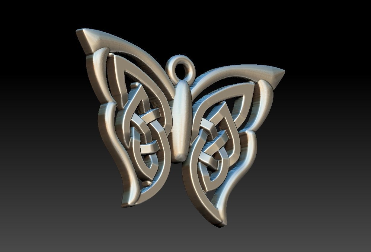 Celtic Butterfly Pendant 3D print model_2