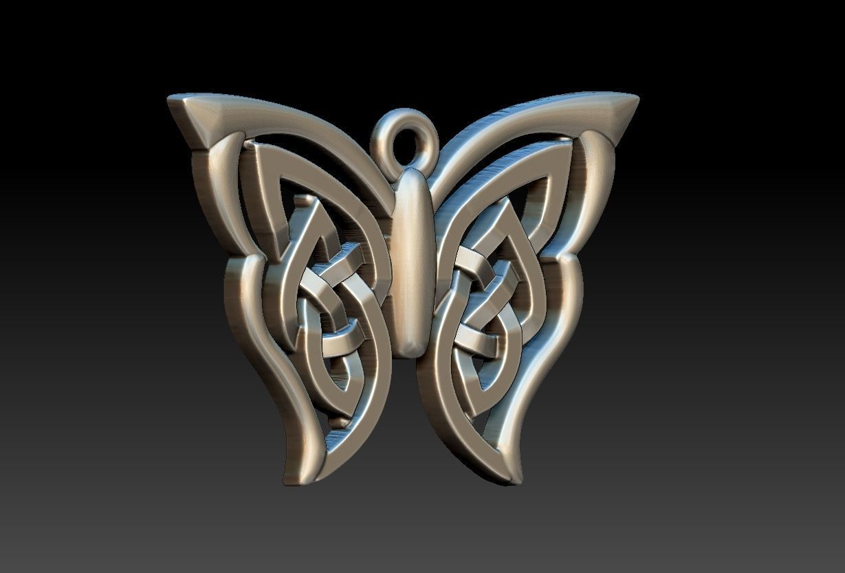 Celtic Butterfly Pendant 3D print model_1