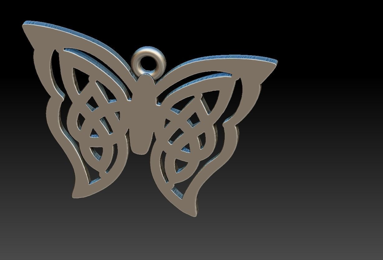 Celtic Butterfly Pendant 3D print model_6
