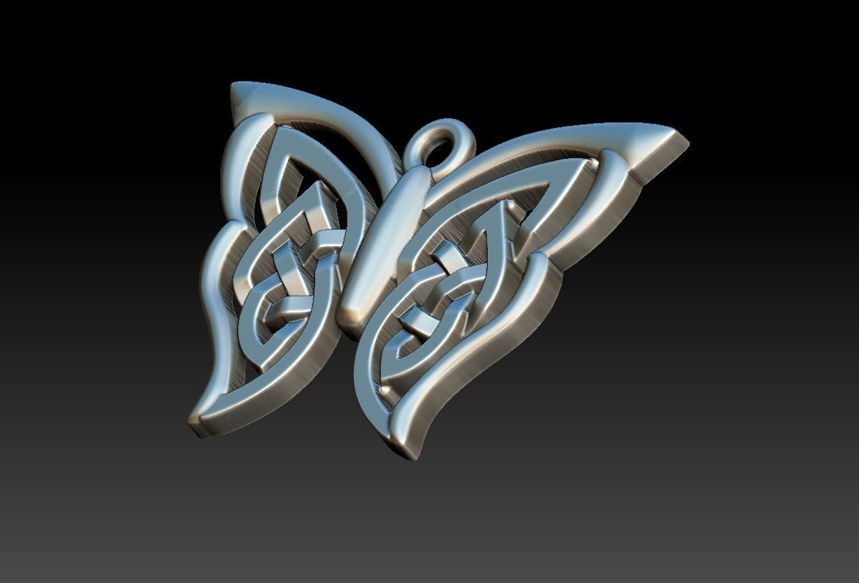 Celtic Butterfly Pendant 3D print model_8