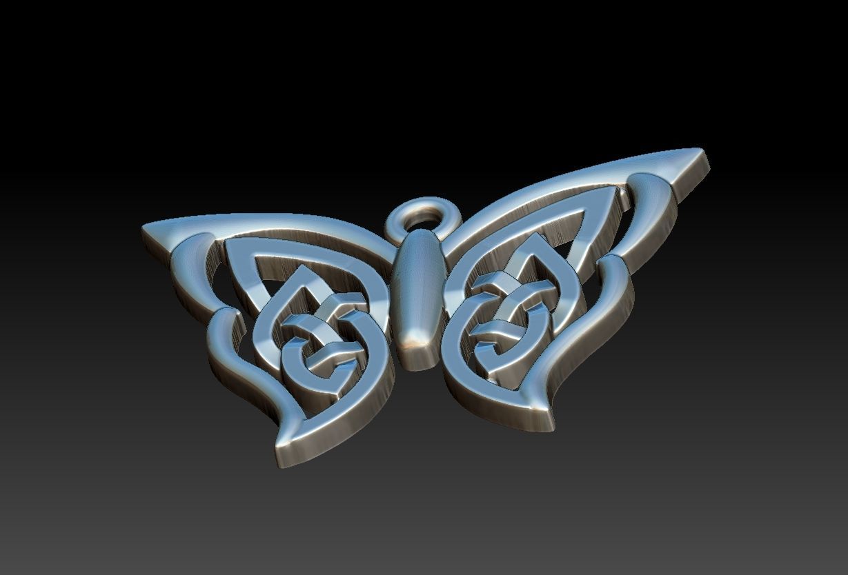 Celtic Butterfly Pendant 3D print model_11