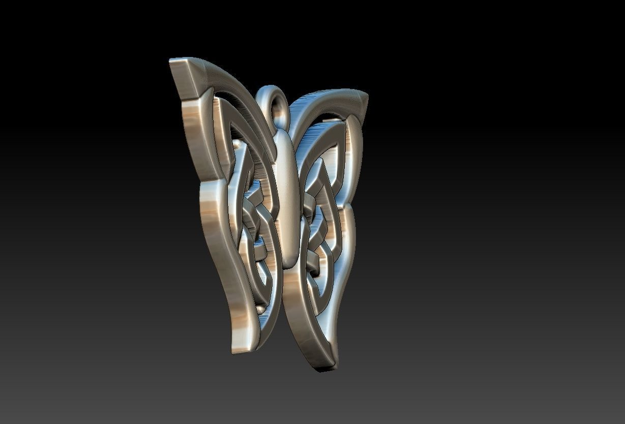 Celtic Butterfly Pendant 3D print model_4