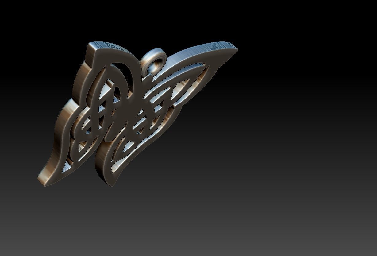 Celtic Butterfly Pendant 3D print model_7