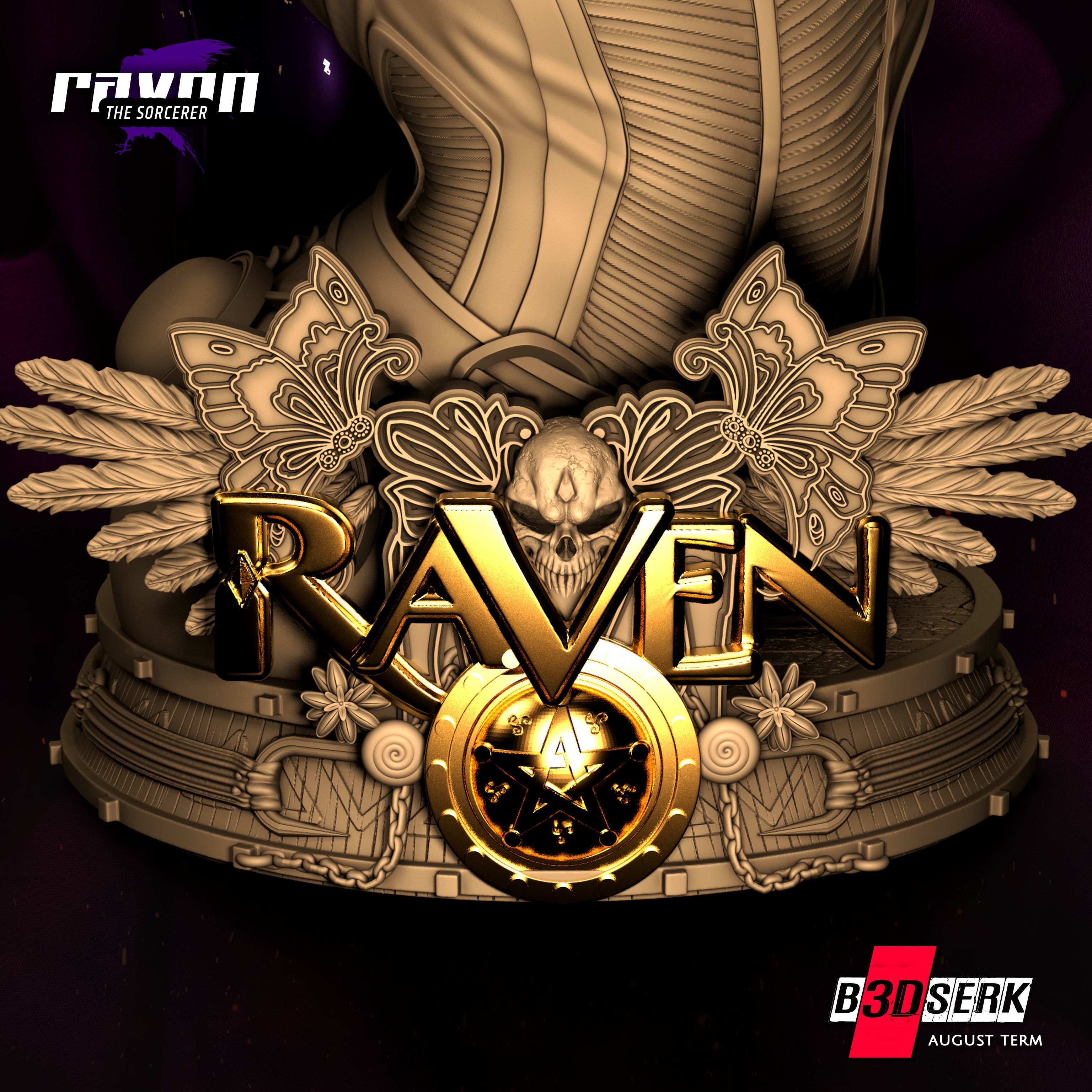 B3DSERK August Term Raven Bust ready for printing 3D print model_12