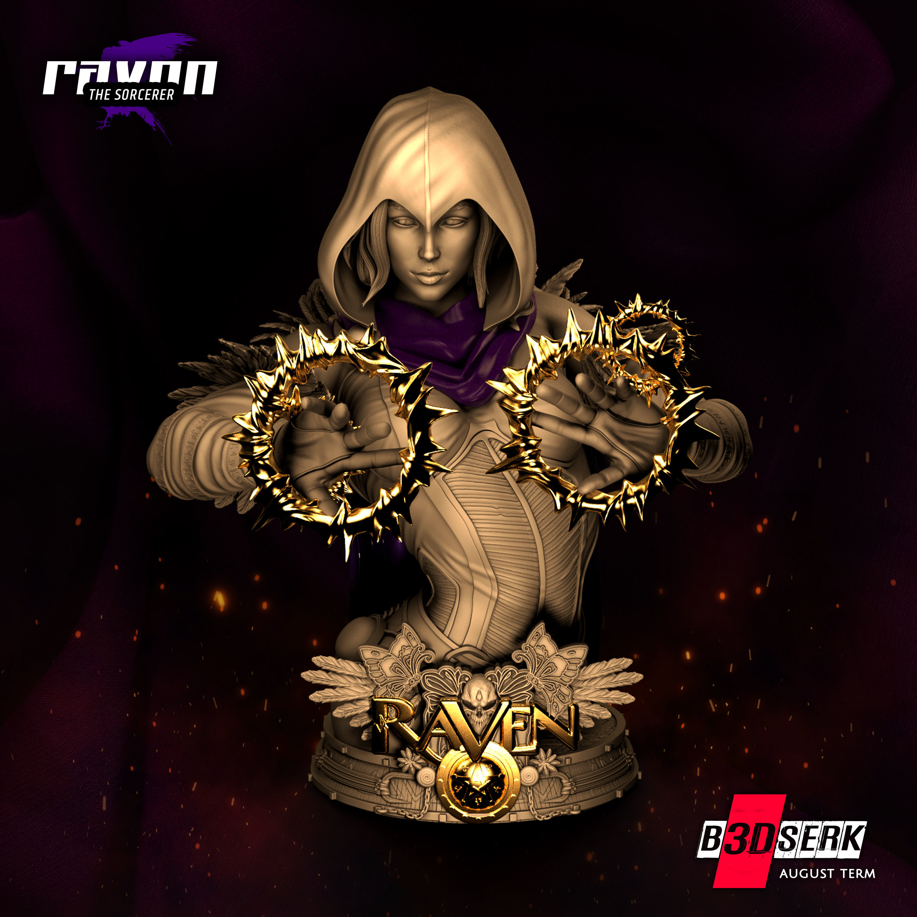 B3DSERK August Term Raven Bust ready for printing 3D print model_1