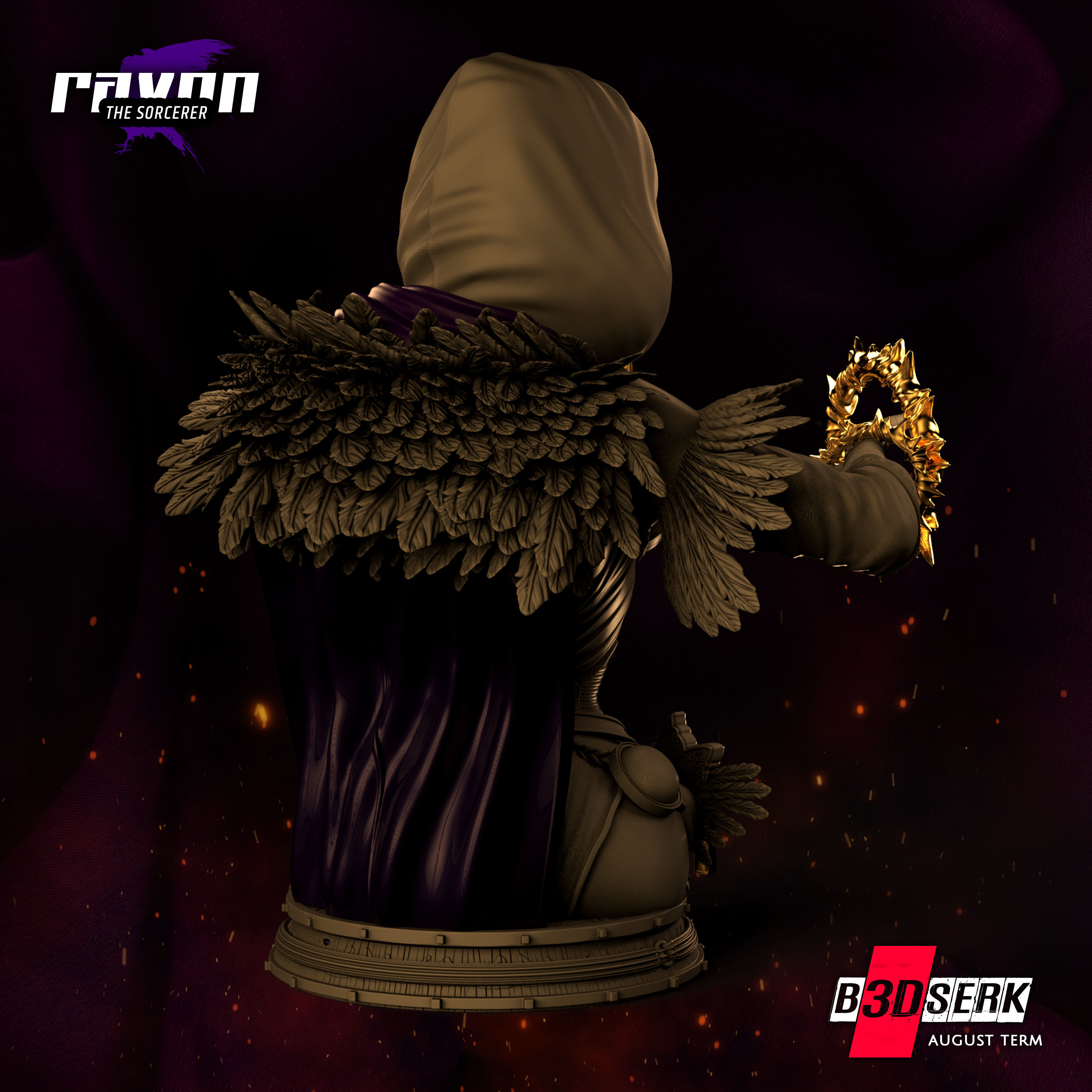 B3DSERK August Term Raven Bust ready for printing 3D print model_8