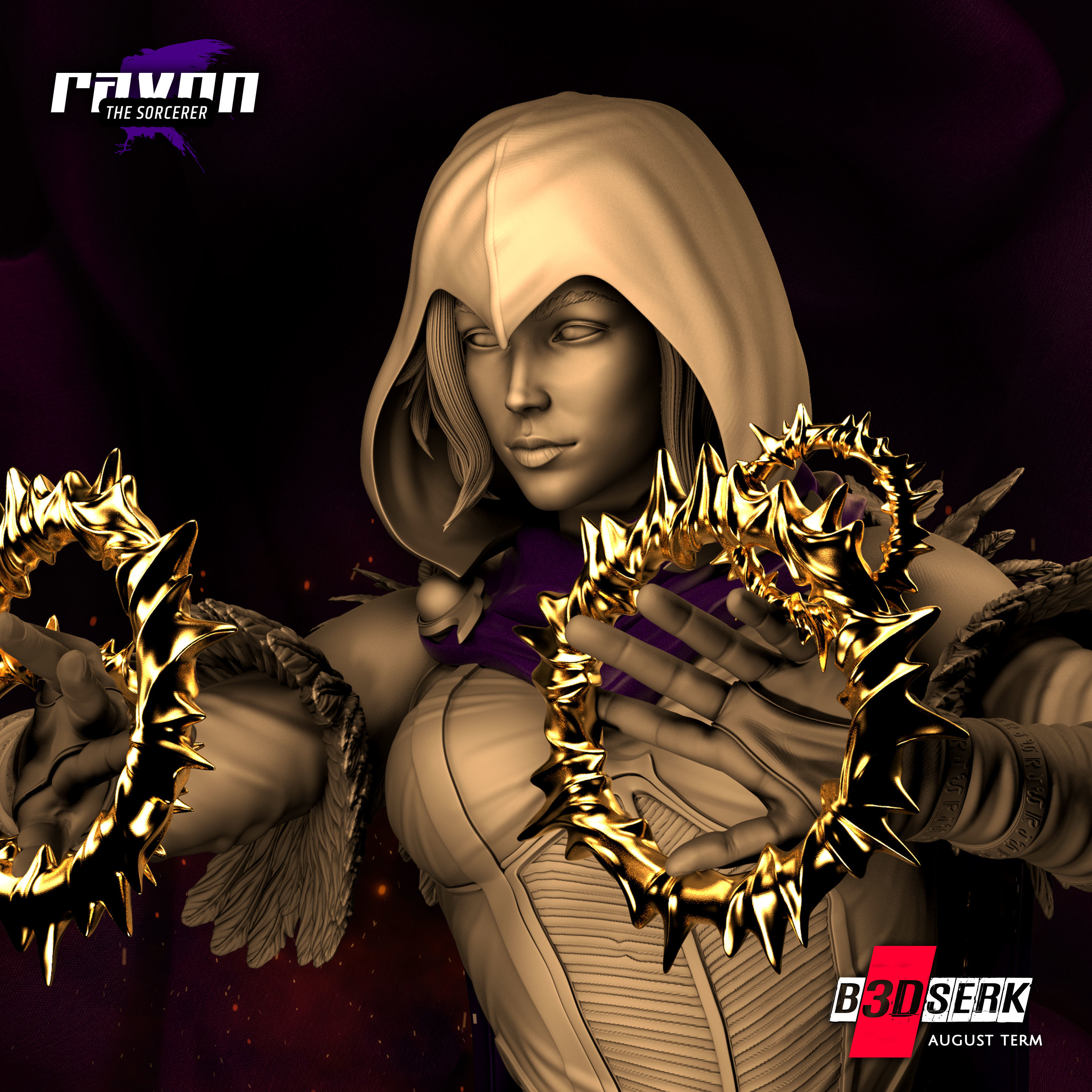 B3DSERK August Term Raven Bust ready for printing 3D print model_10