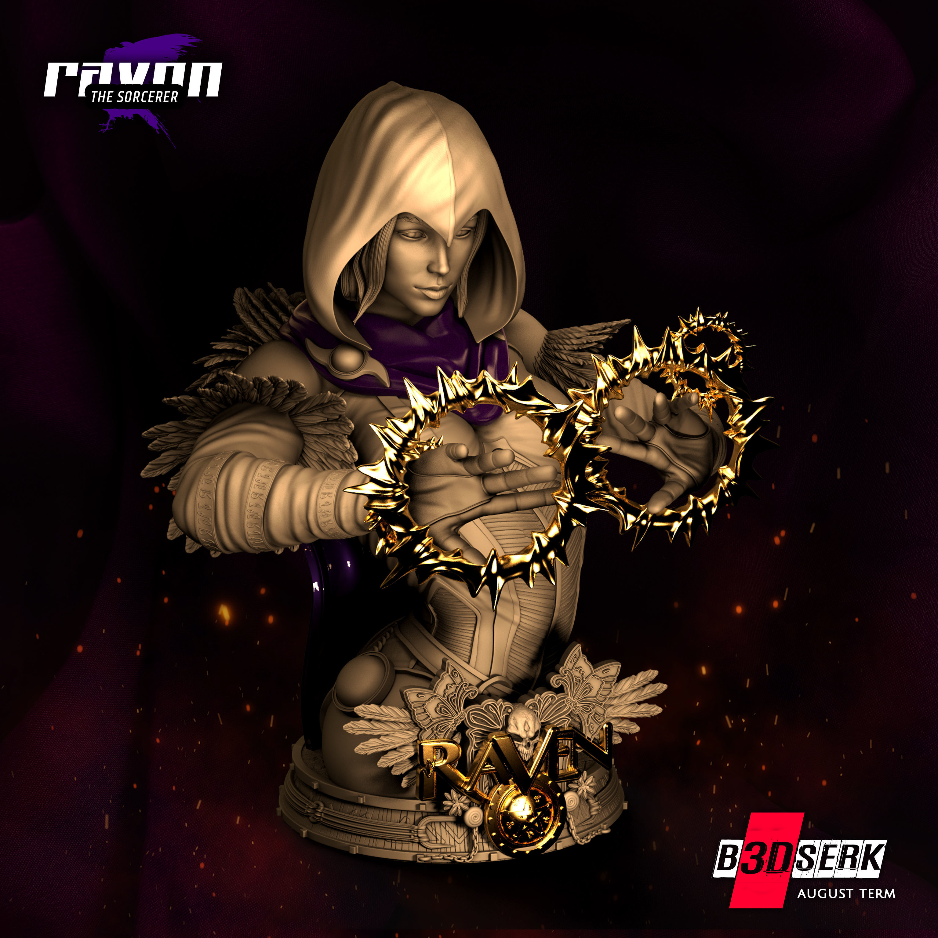 B3DSERK August Term Raven Bust ready for printing 3D print model_3