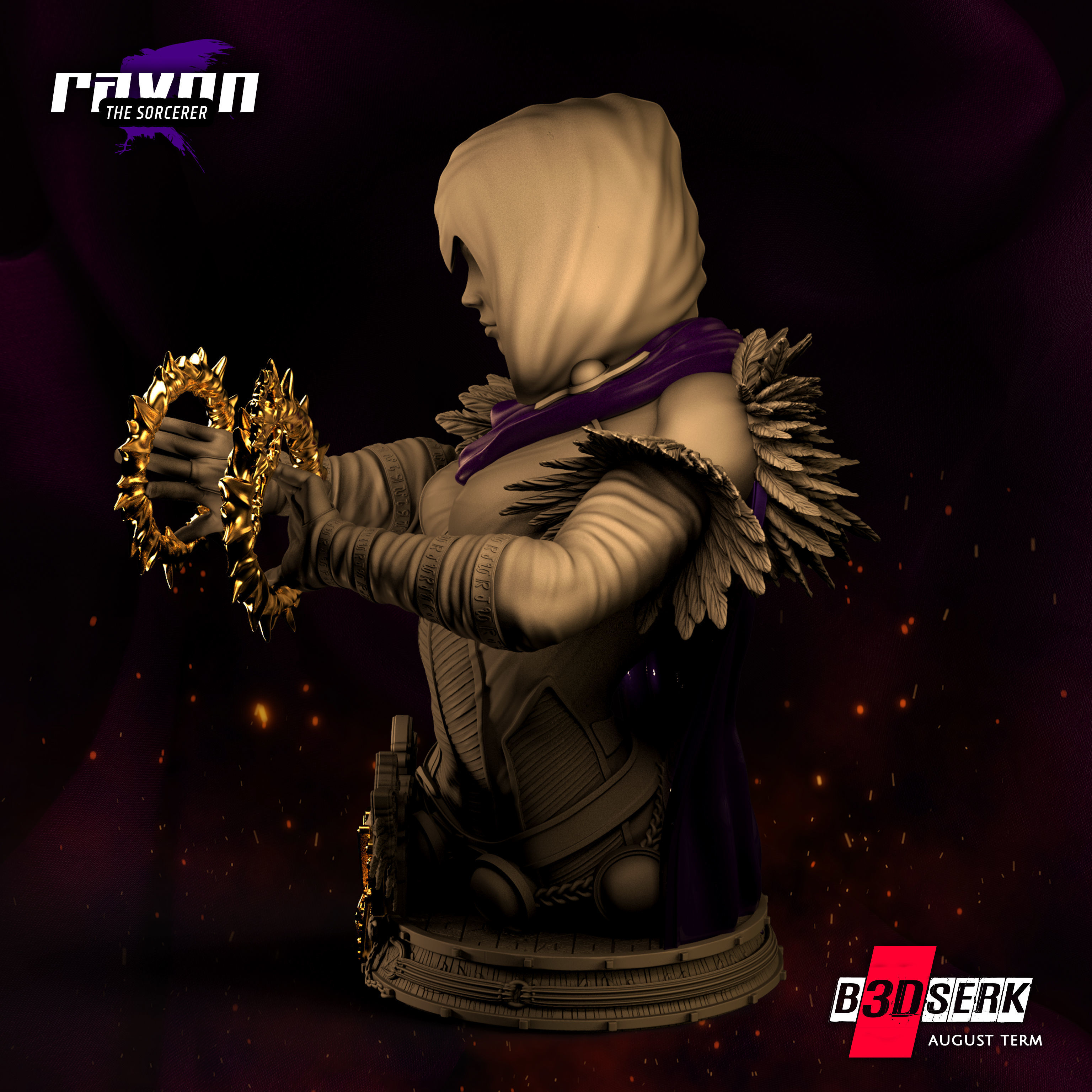 B3DSERK August Term Raven Bust ready for printing 3D print model_7