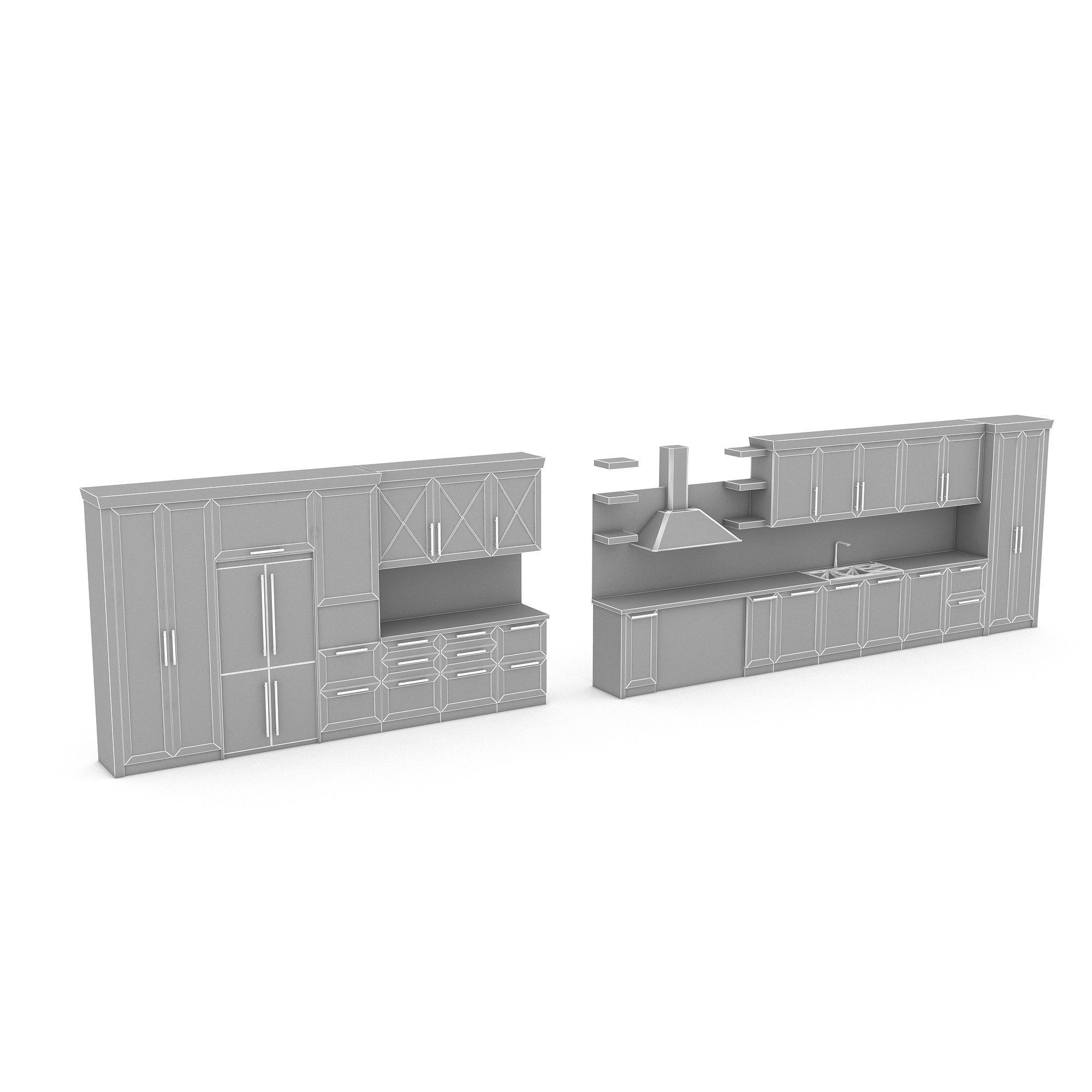 3d modern kitchen design Low-poly 3D model_4