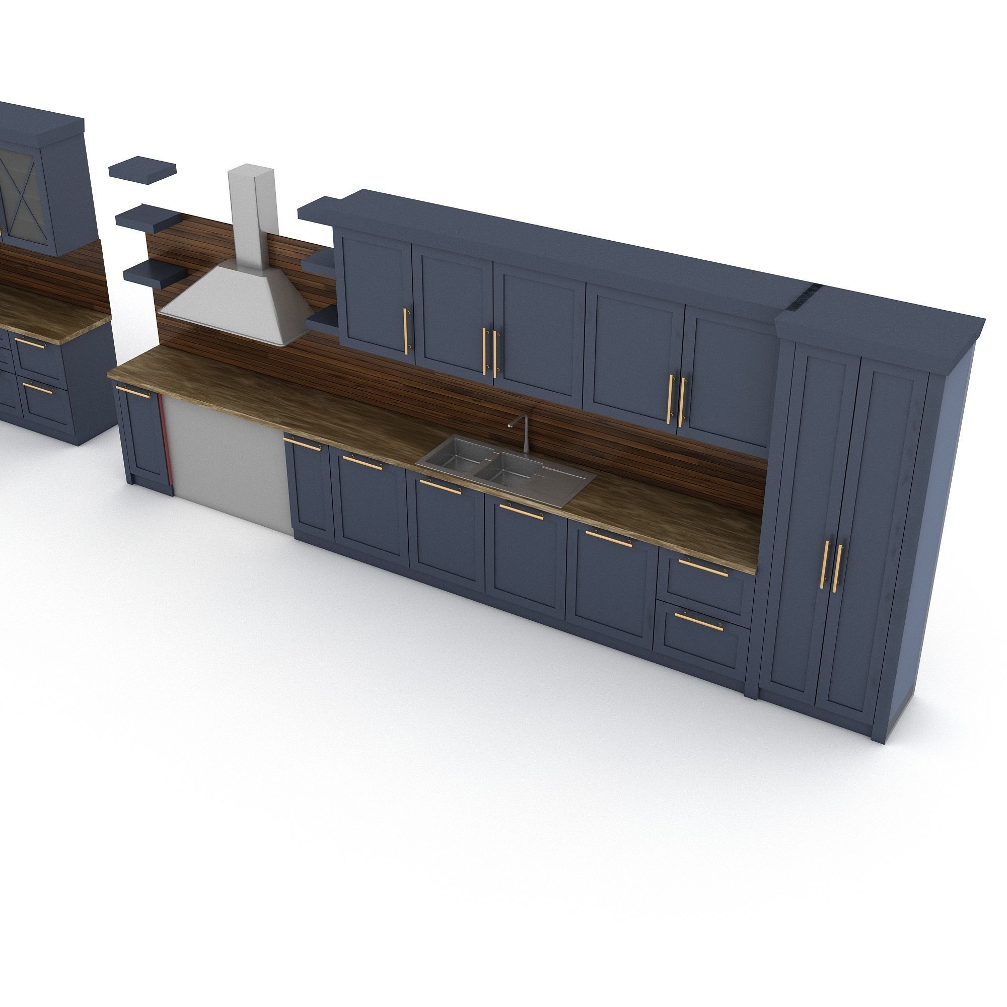 3d modern kitchen design Low-poly 3D model_3