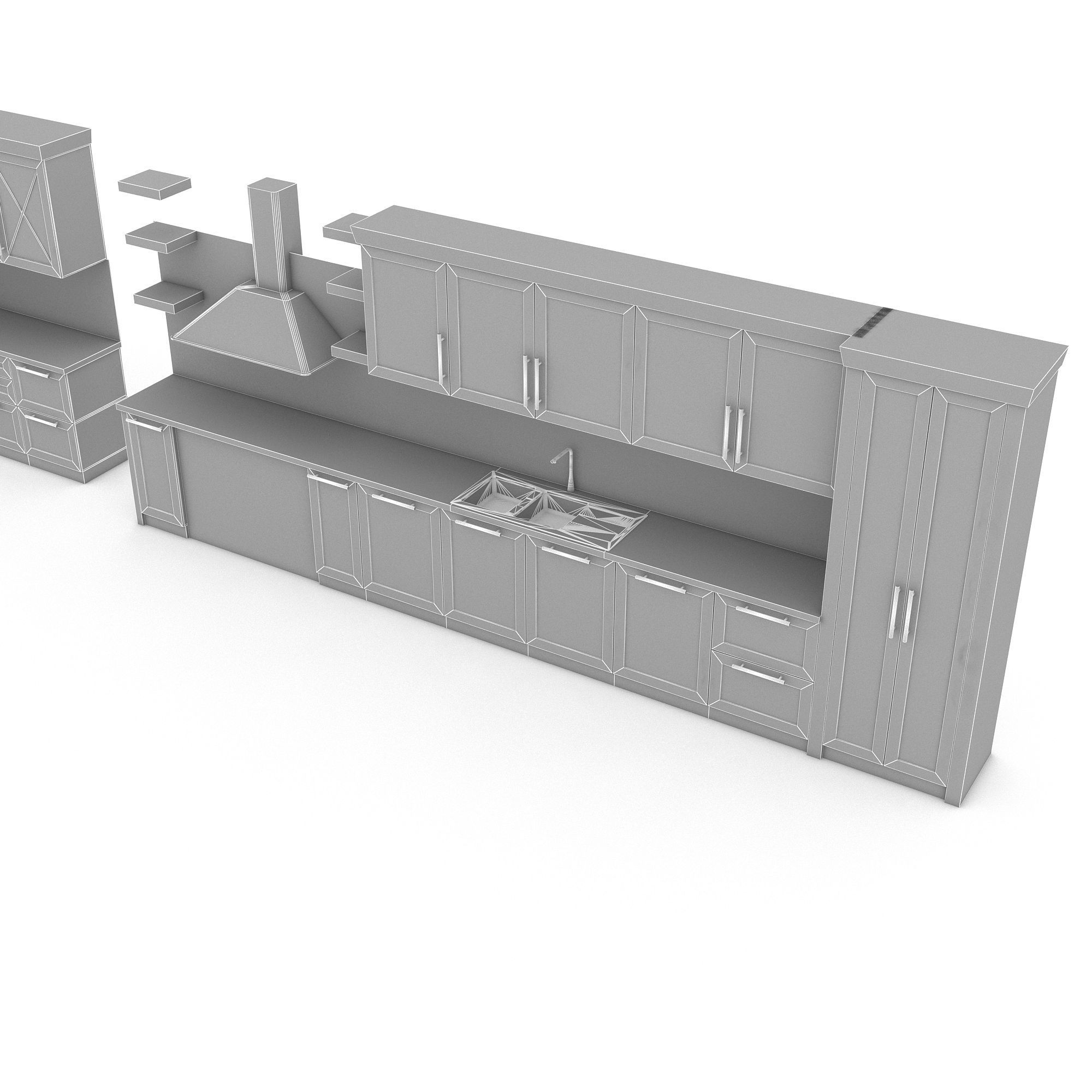 3d modern kitchen design Low-poly 3D model_7