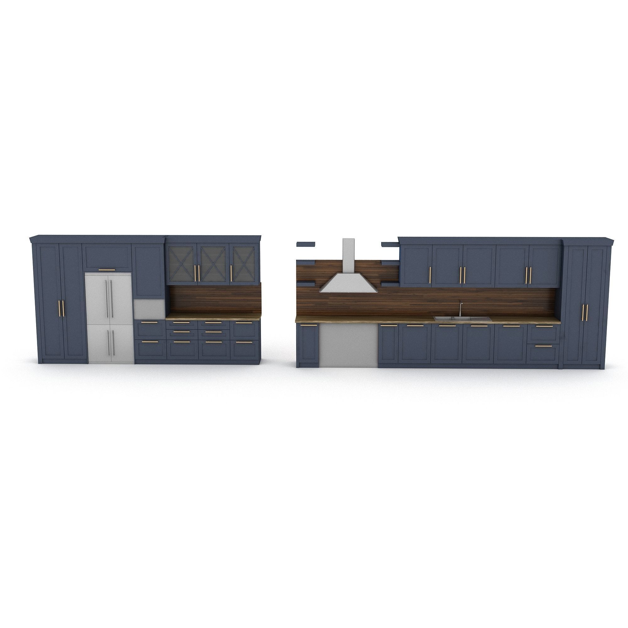 3d modern kitchen design Low-poly 3D model_2