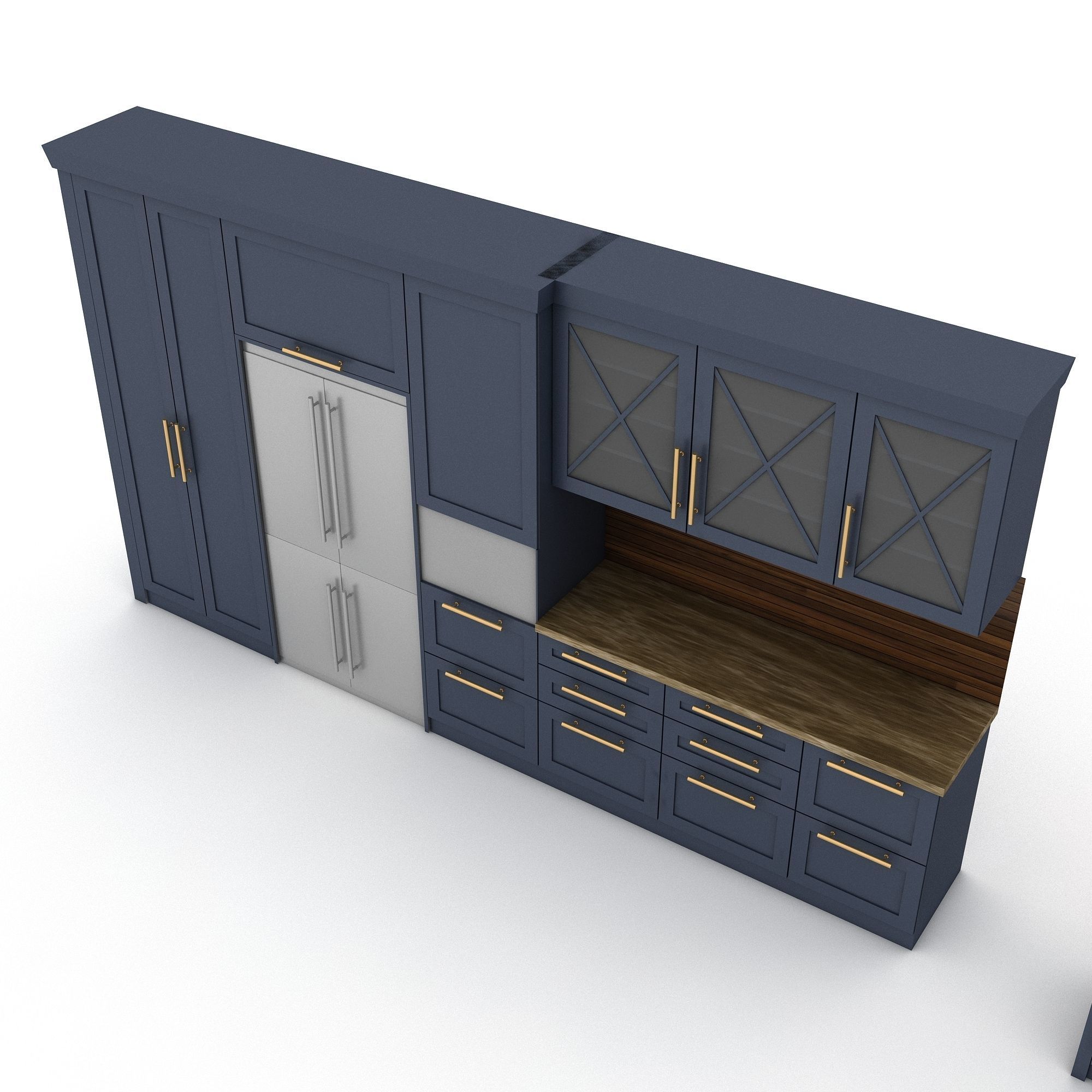 3d modern kitchen design Low-poly 3D model_1