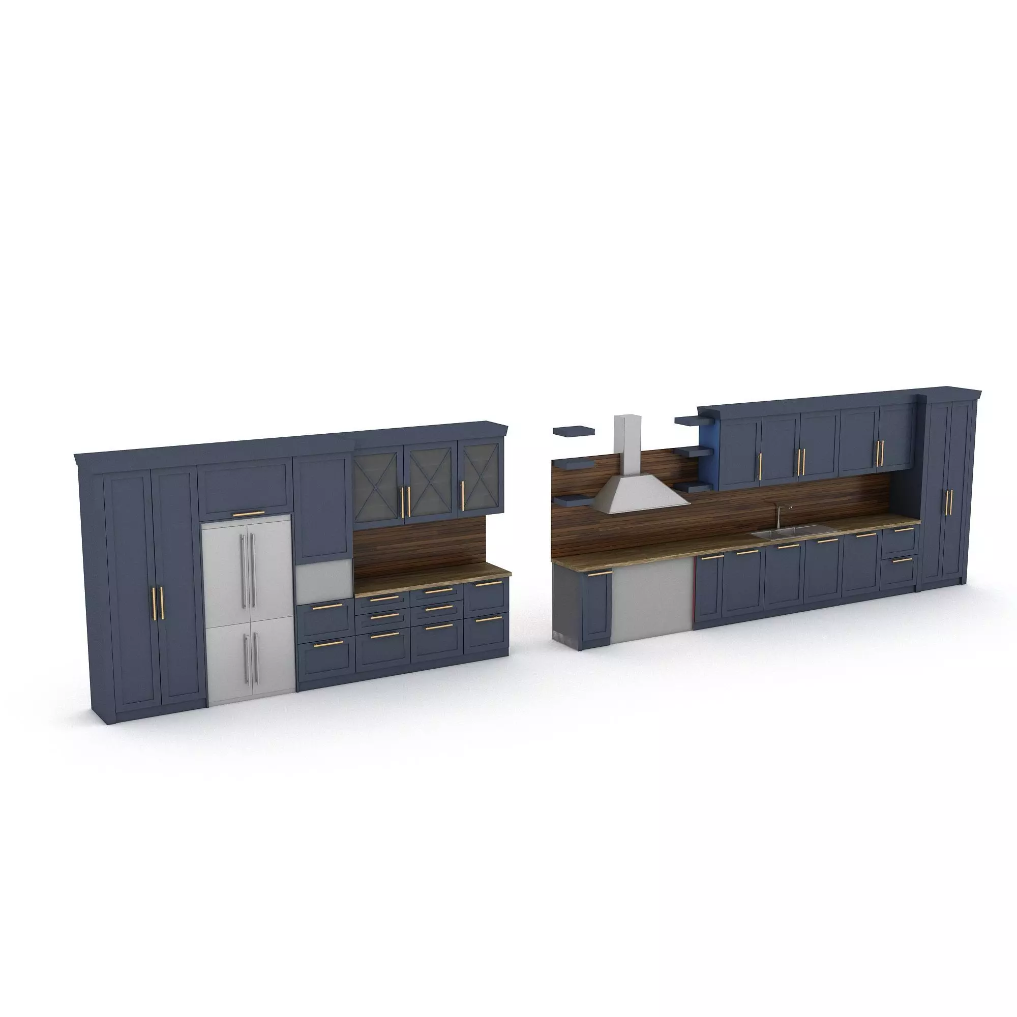 3d modern kitchen design Low-poly 3D model_0