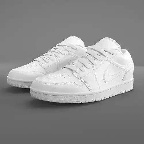 Jordan 1 Low White PBR Low-poly 3D model