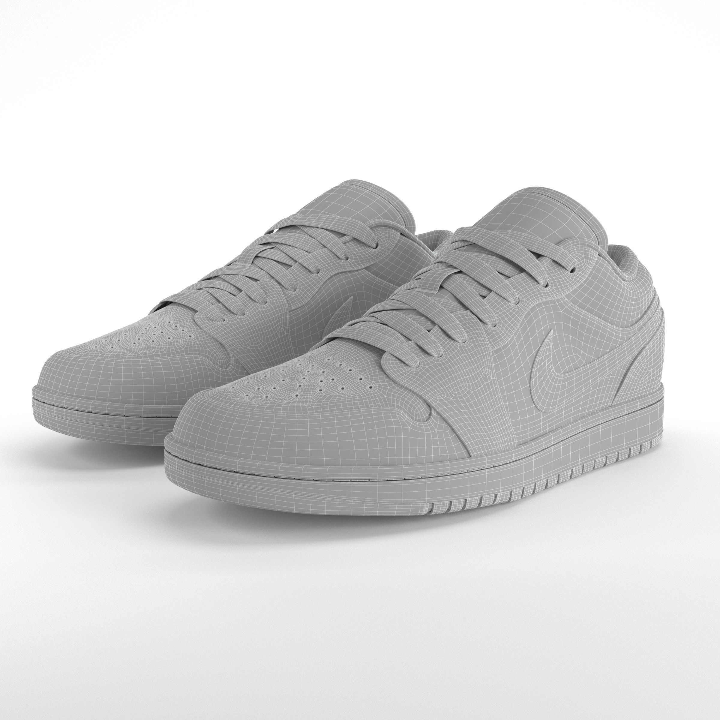Jordan 1 Low White PBR Low-poly 3D model_8