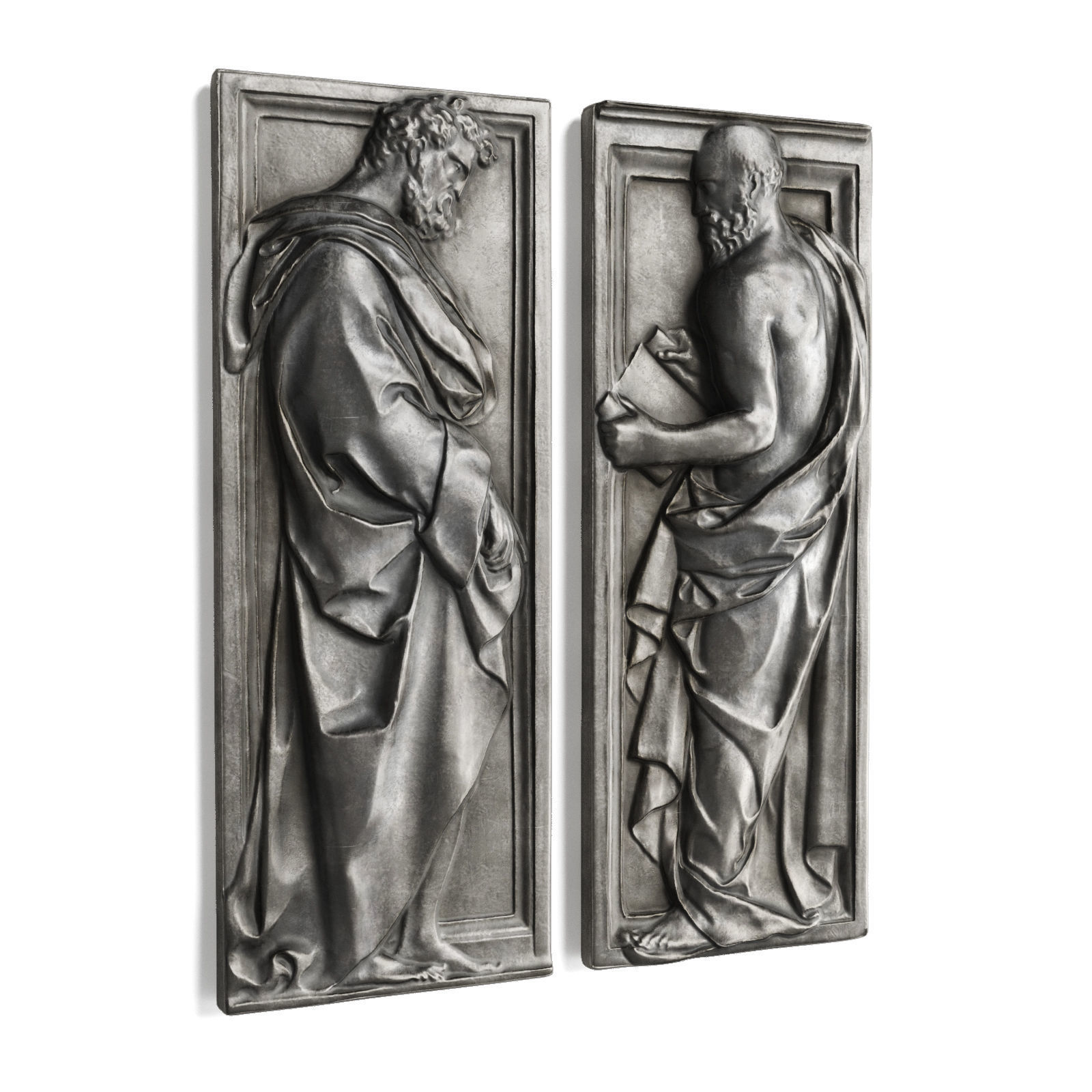 Philosophers relief wall panel 3D model_2