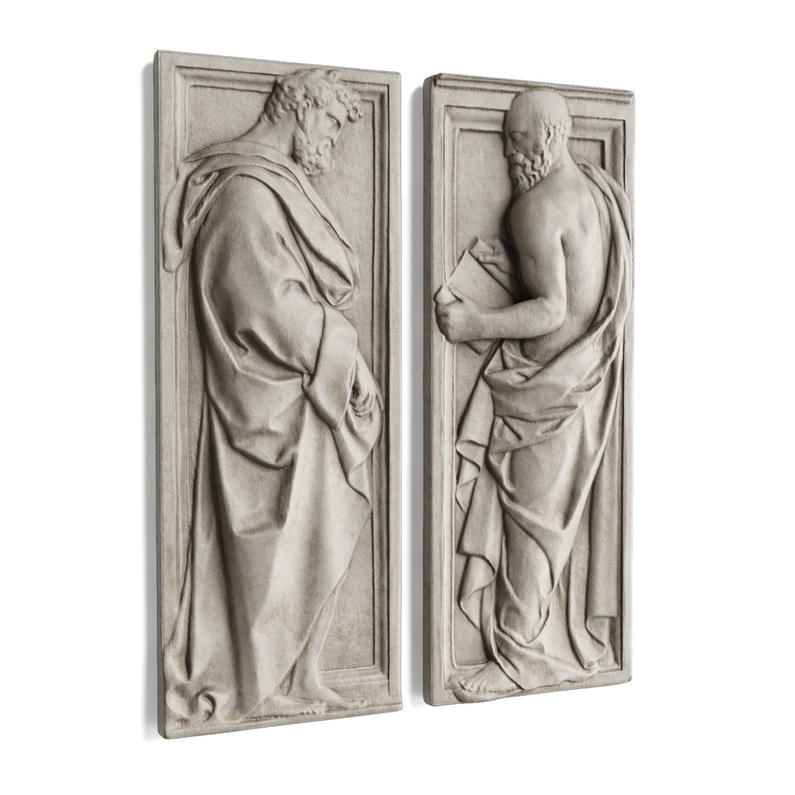 Philosophers relief wall panel 3D model_3