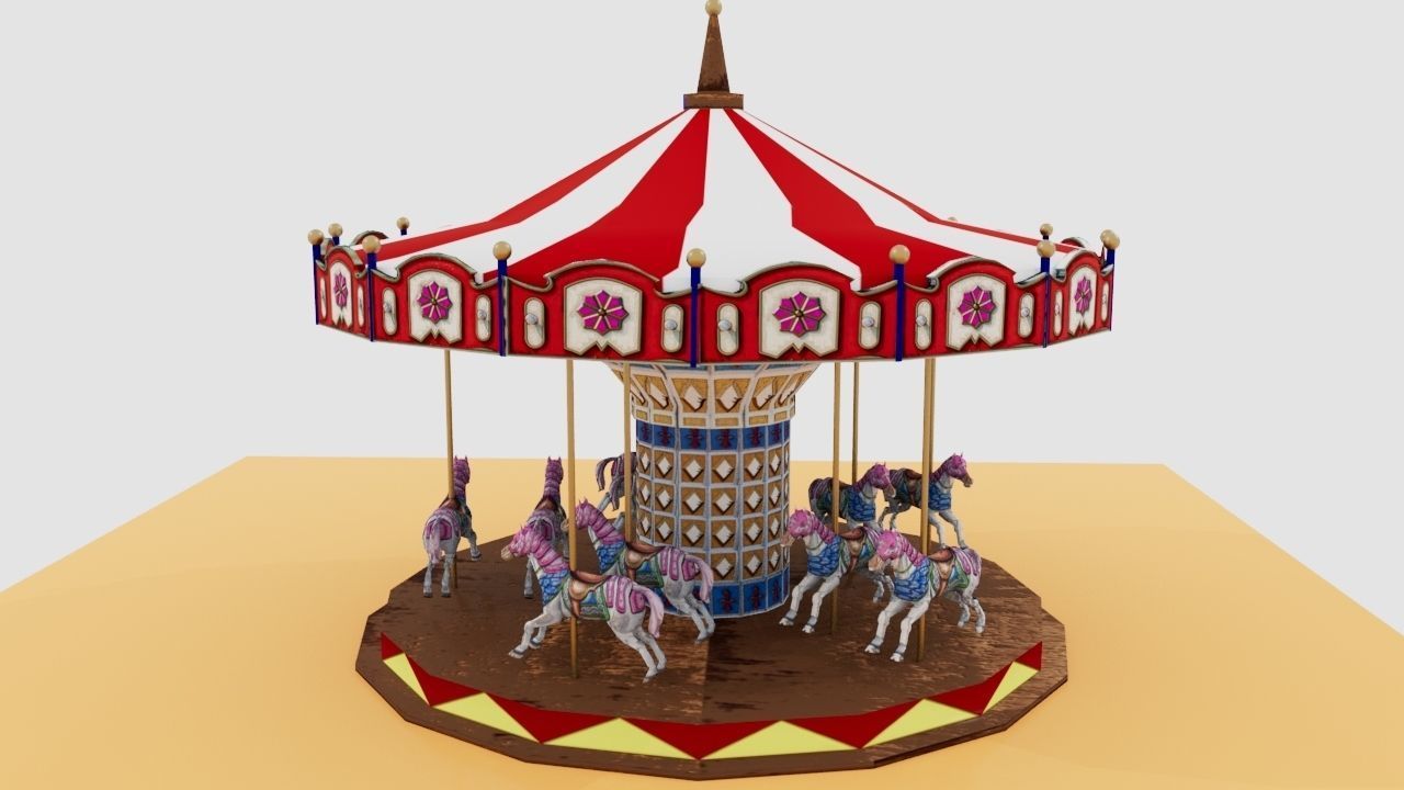 CAROUSEL 3D Low-poly 3D model_3