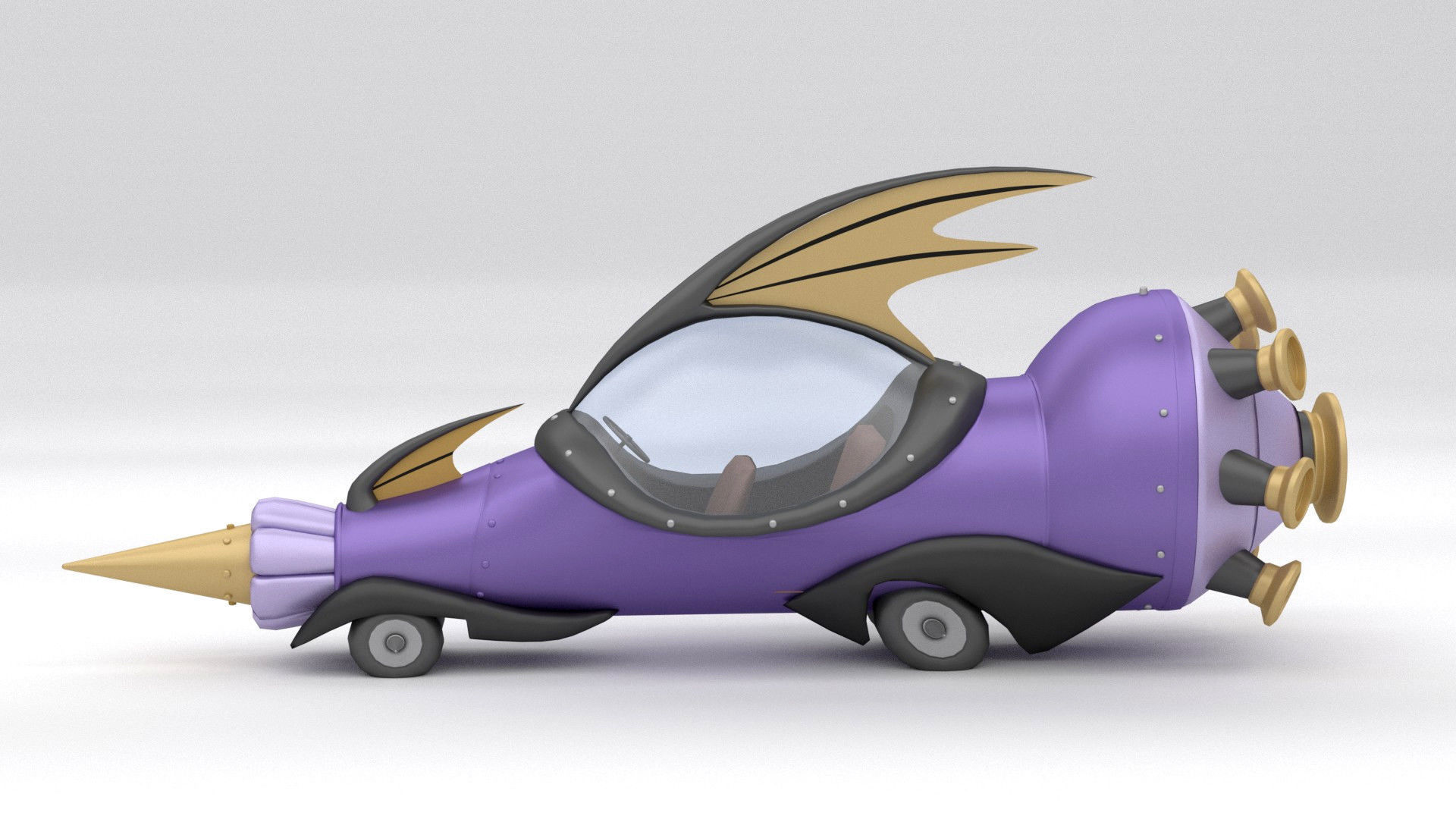 The Mean Machine - Wacky Races Low-poly 3D model_1